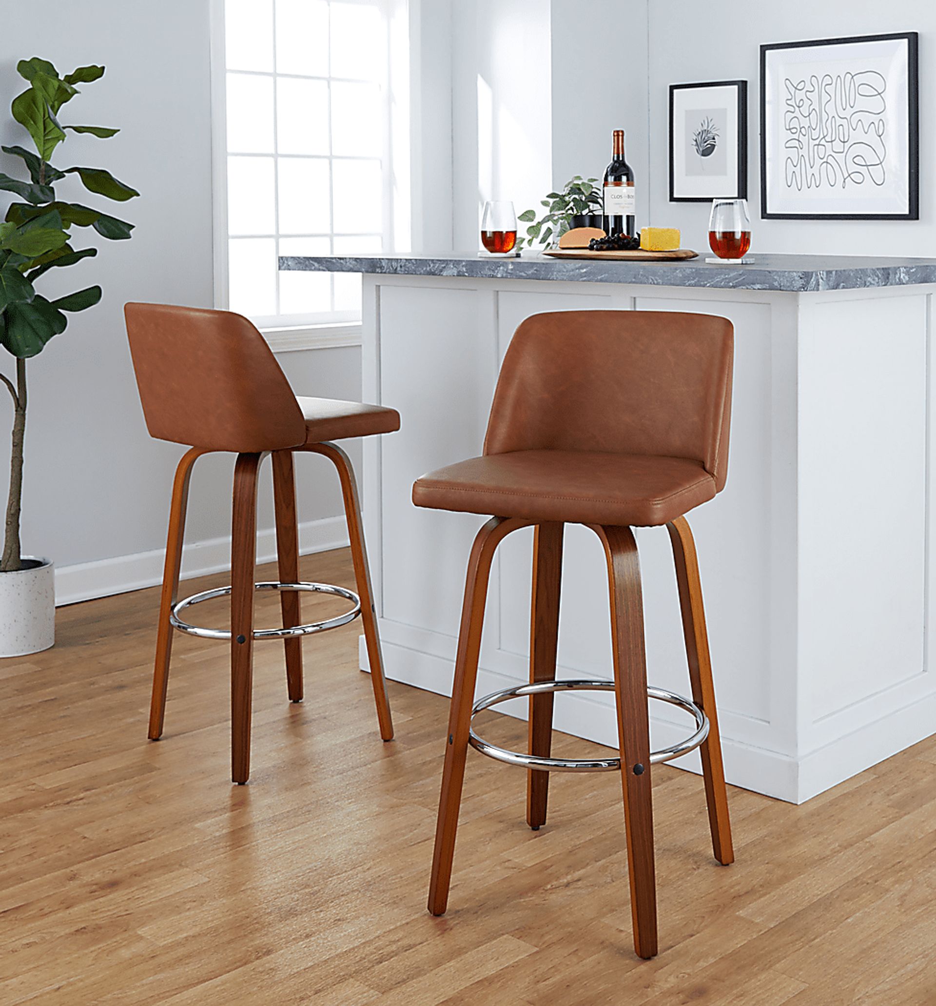 Wymering X Camel Swivel Barstool, Set of 2 - Image 4