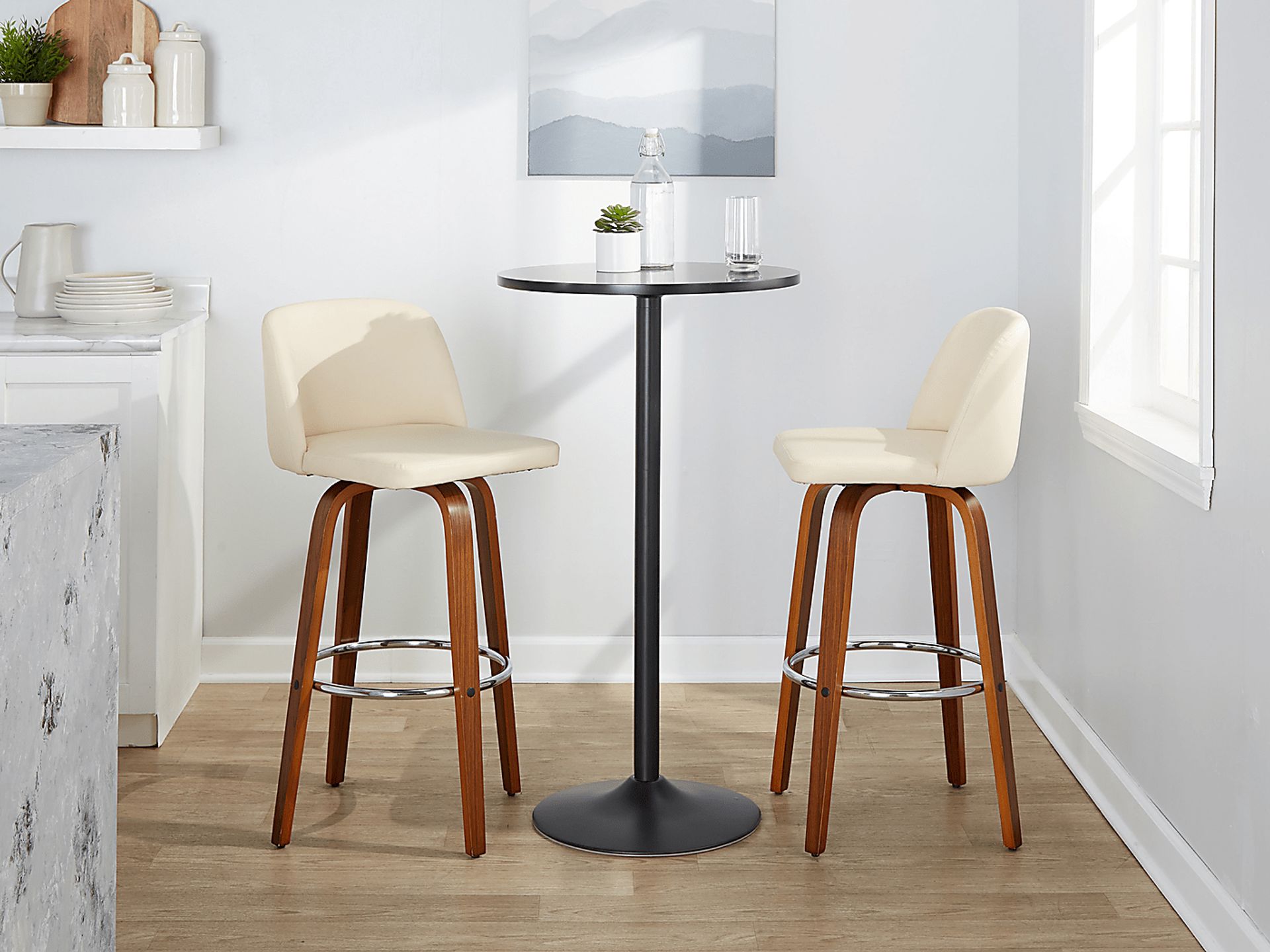 Wymering X Cream Swivel Barstool, Set of 2 - Image 2