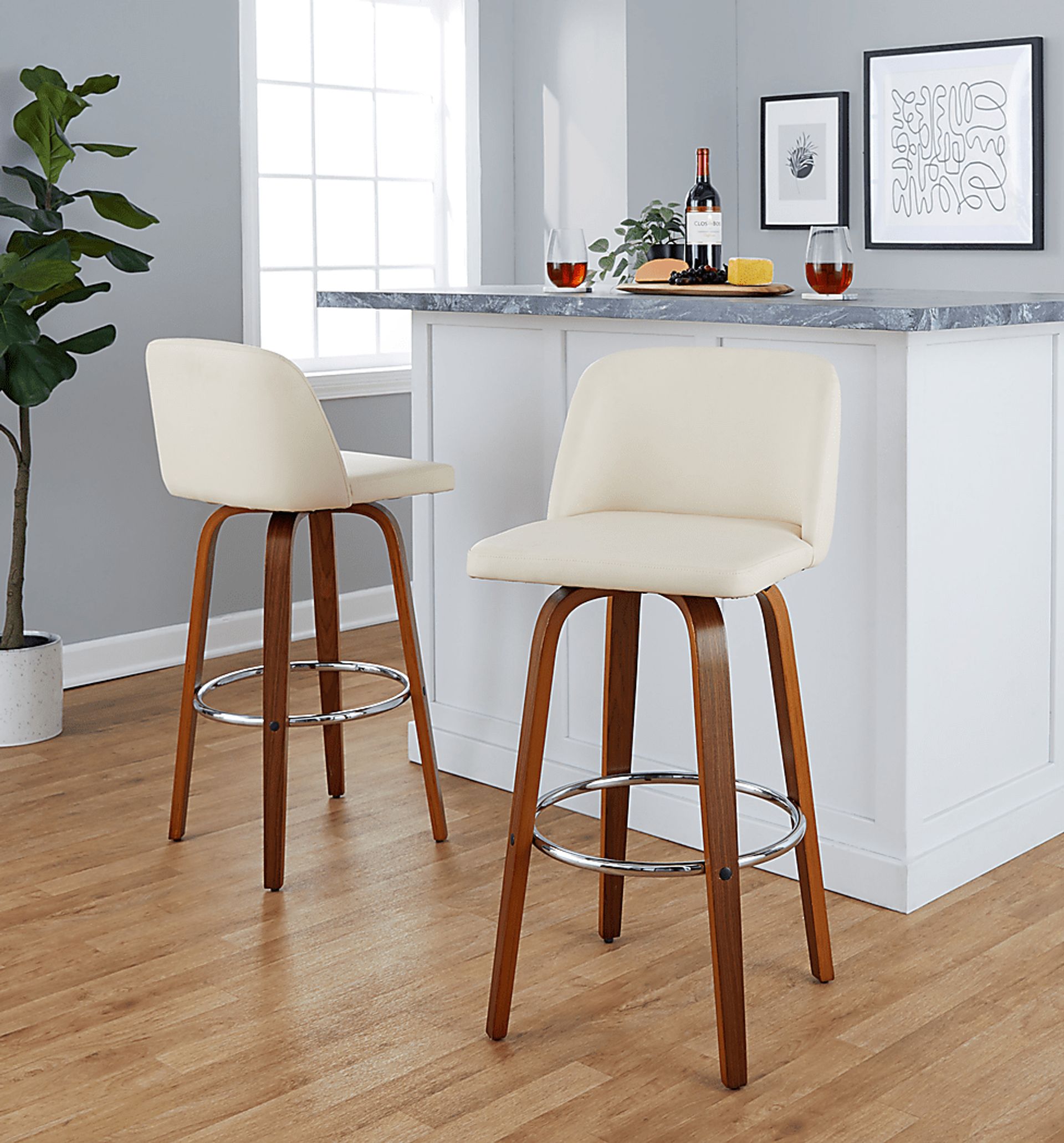 Wymering X Cream Swivel Barstool, Set of 2 - Image 4