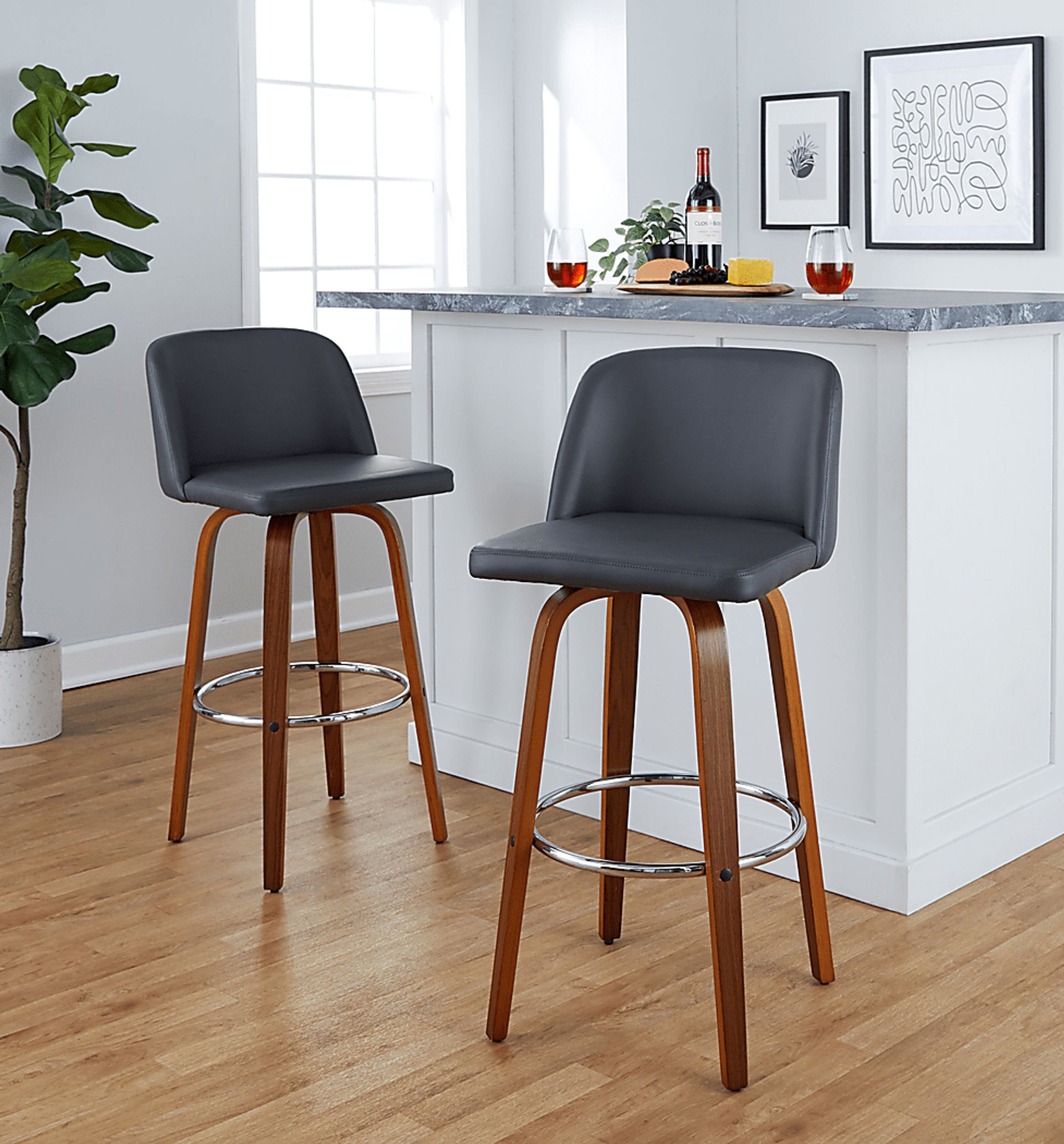 Wymering X Gray Swivel Barstool, Set of 2 - Image 4