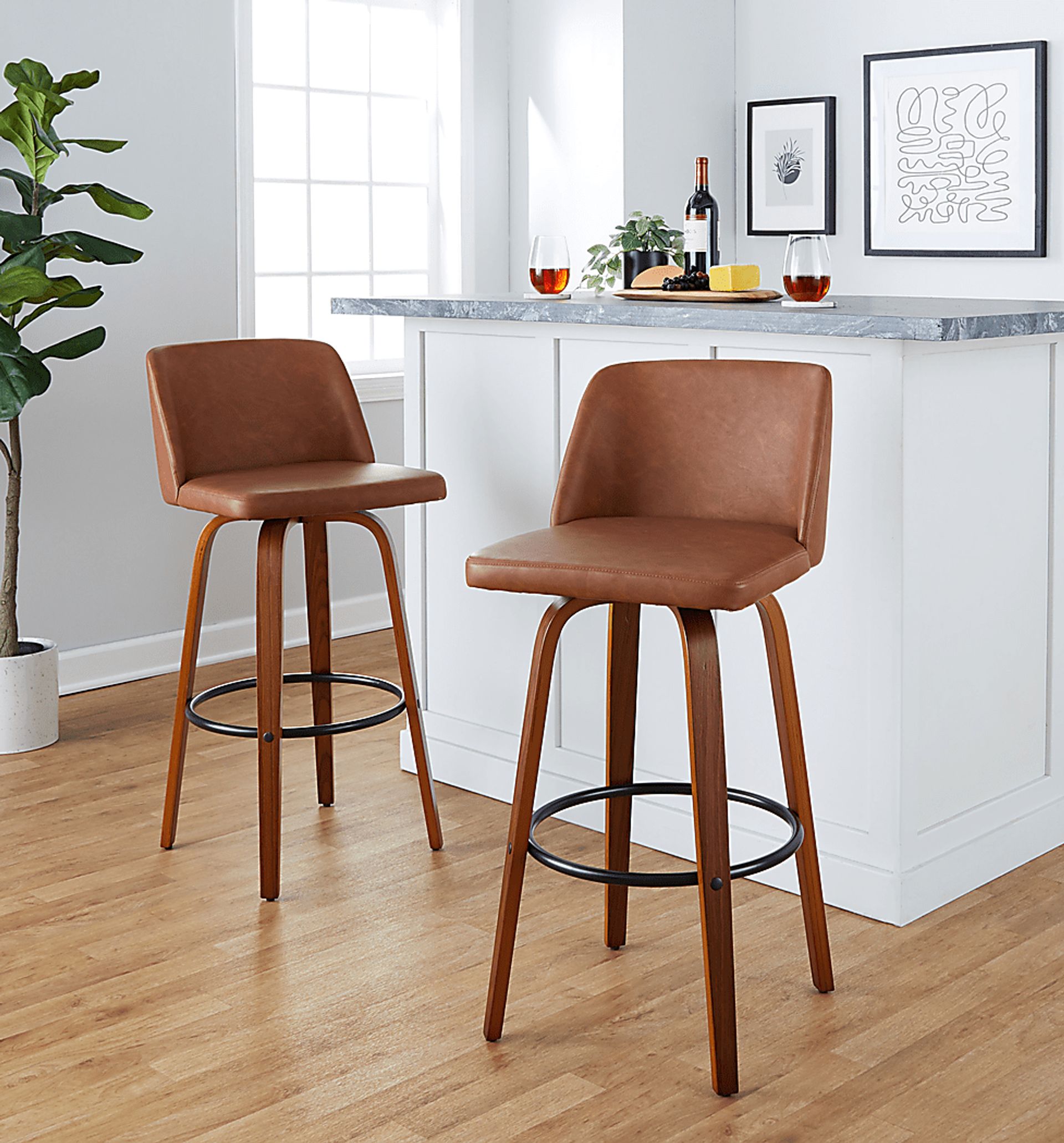 Wymering XI Camel Swivel Barstool, Set of 2 - Image 2