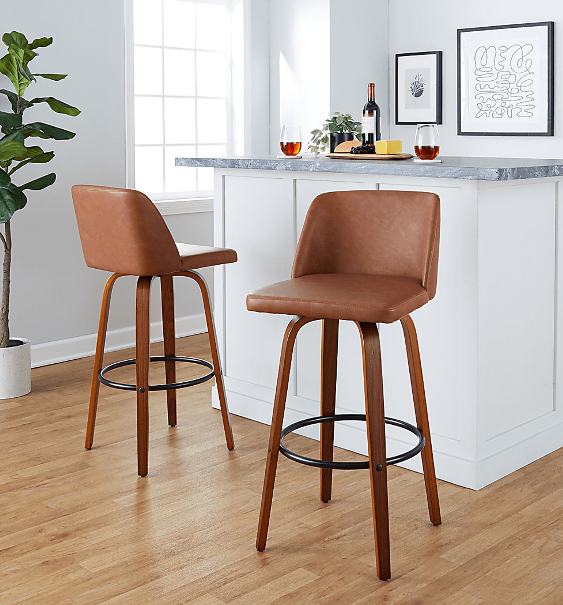 Wymering XI Camel Swivel Barstool, Set of 2 - Image 3