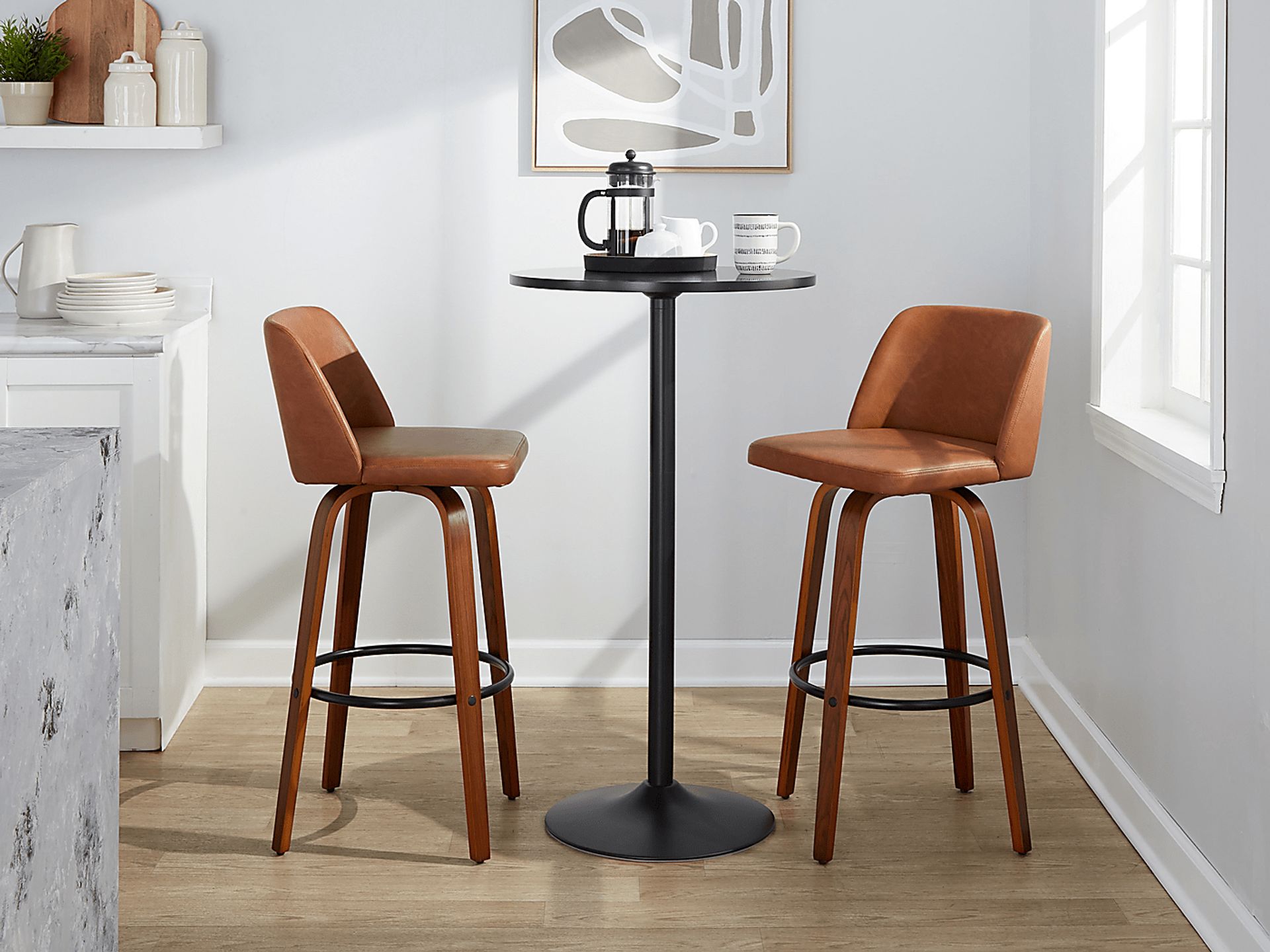 Wymering XI Camel Swivel Barstool, Set of 2 - Image 4