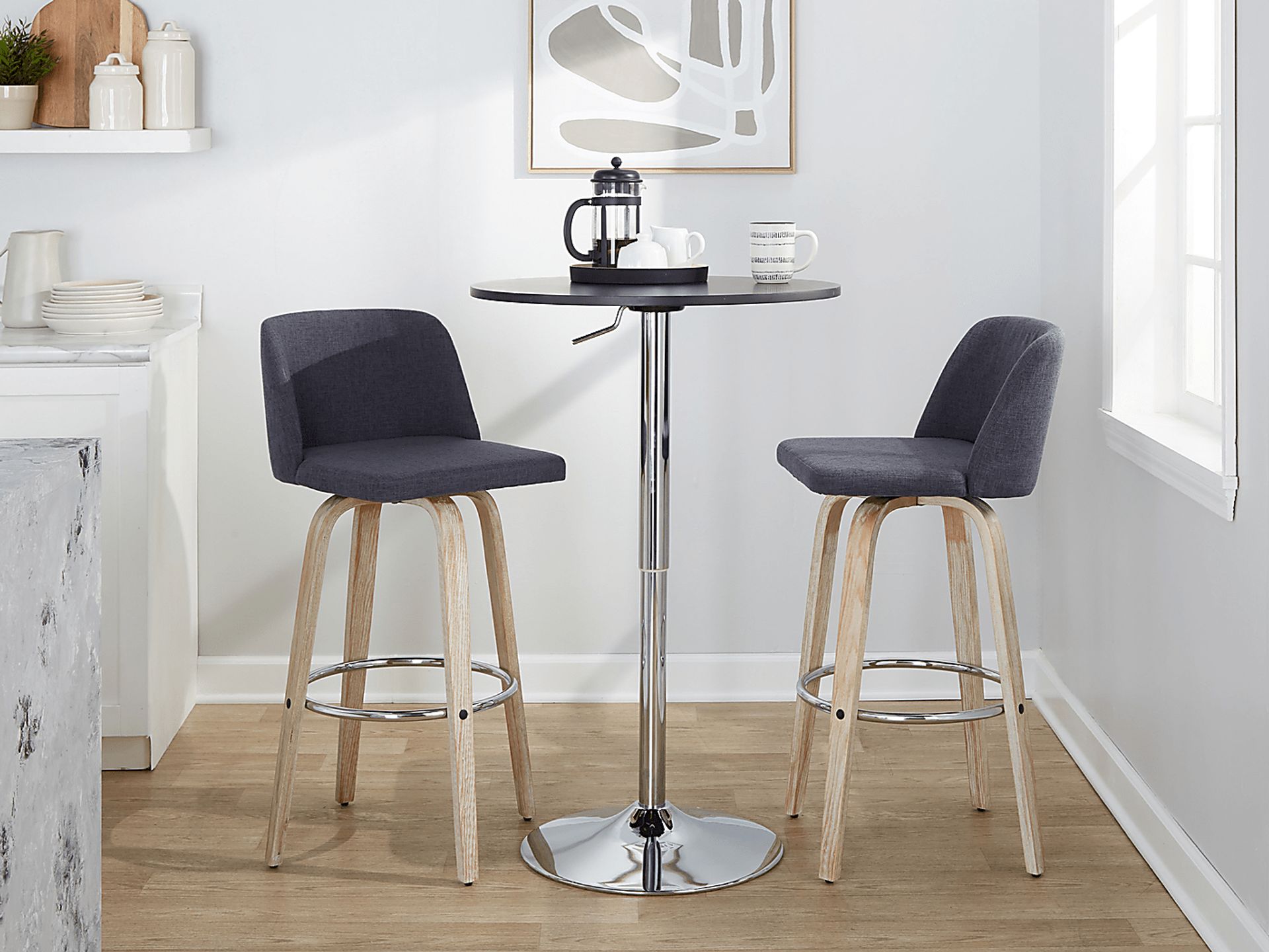Wymering XII Blue Swivel Barstool, Set of 2 - Image 3