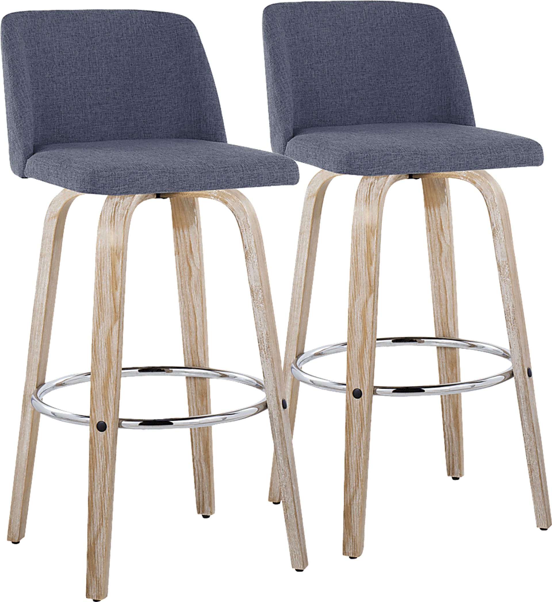 Wymering XII Blue Swivel Barstool, Set of 2 - Image 1