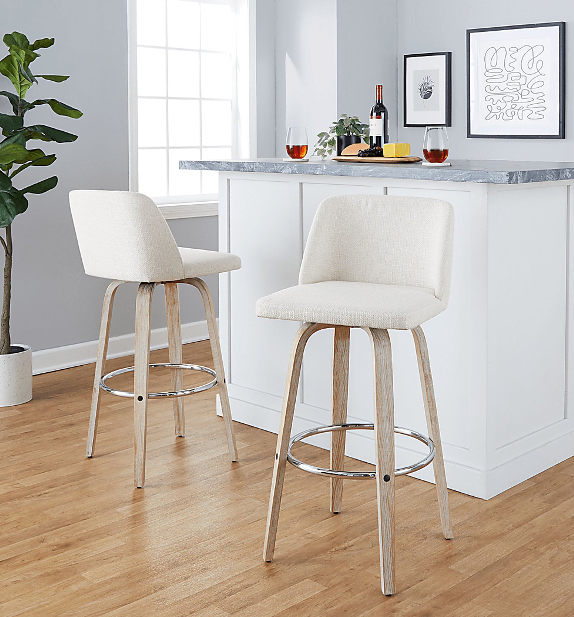 Wymering XII Cream Swivel Barstool, Set of 2 - Image 3