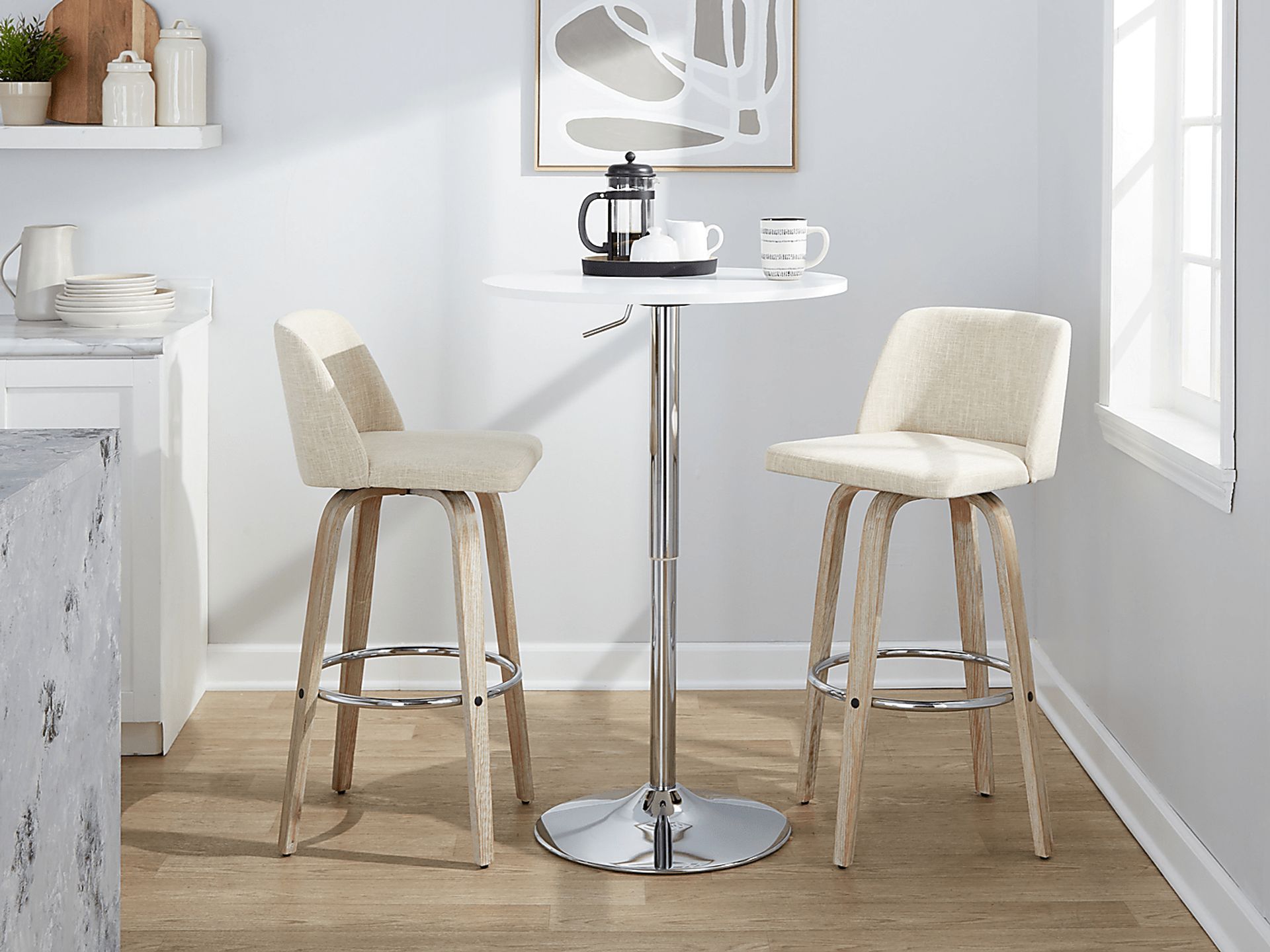 Wymering XII Cream Swivel Barstool, Set of 2 - Image 4
