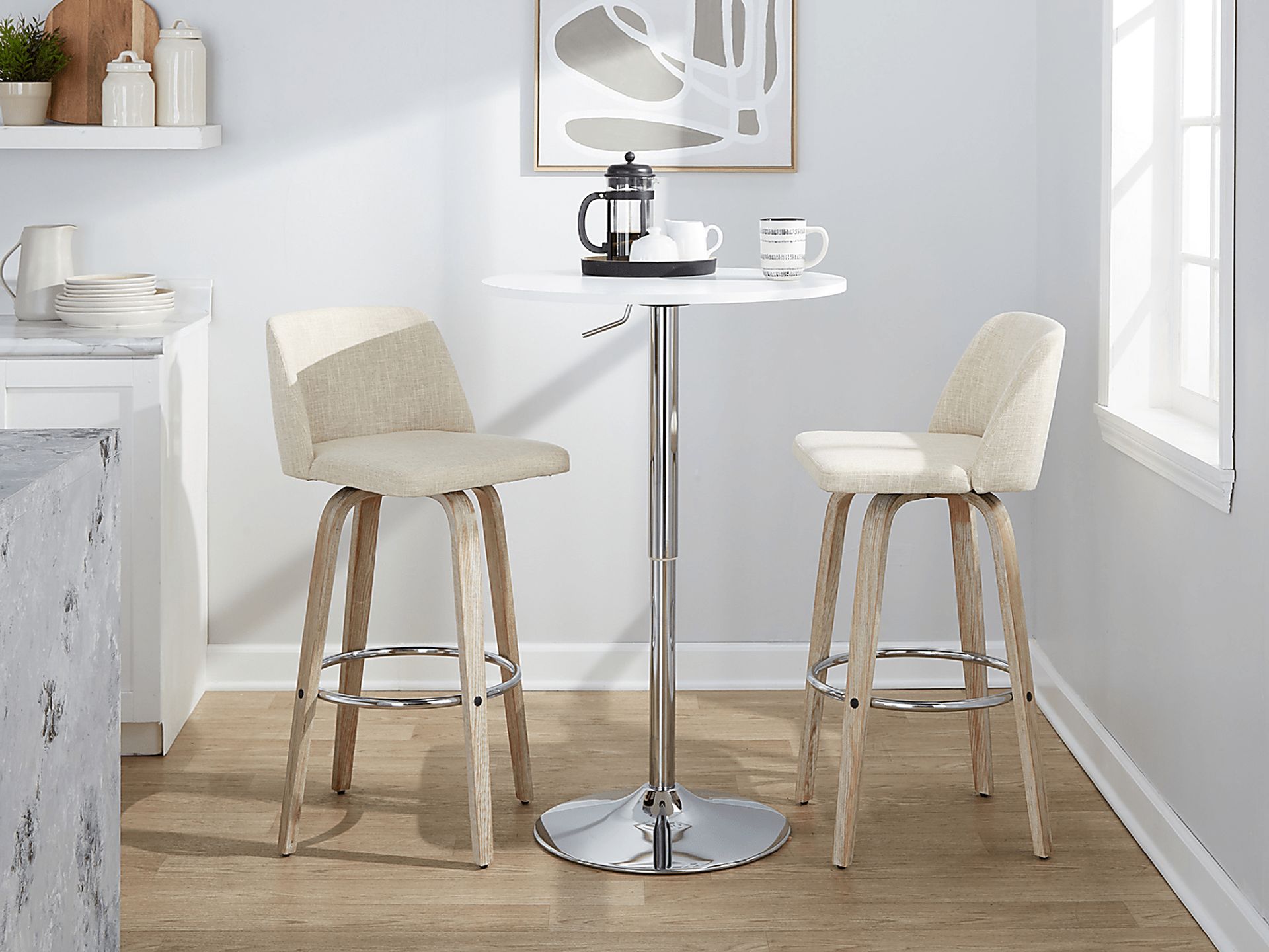 Wymering XII Cream Swivel Barstool, Set of 2 - Image 5