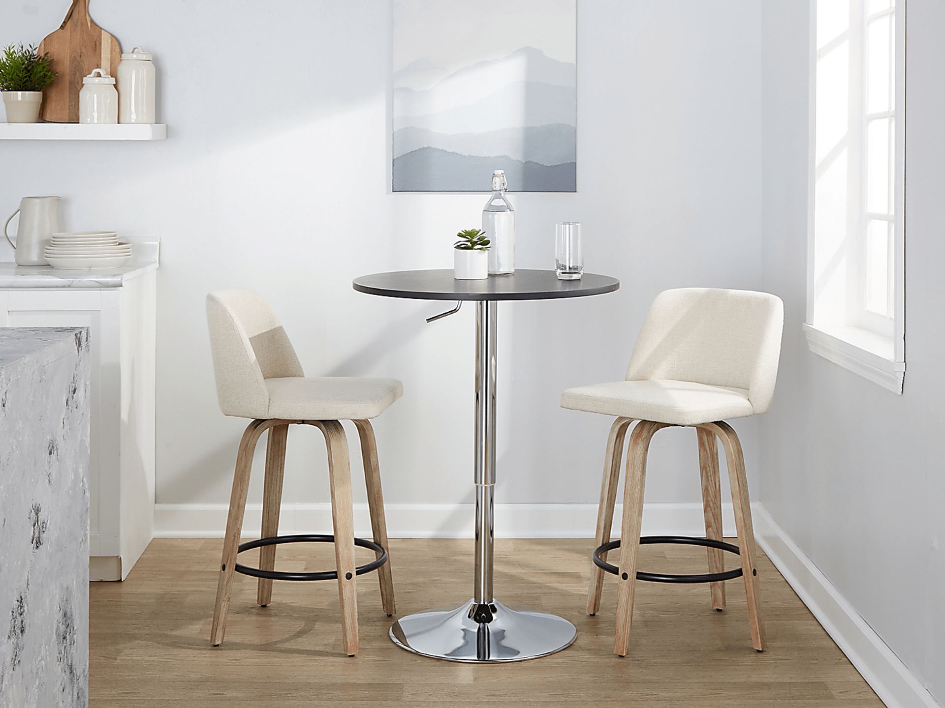 Wymering XII Cream Swivel Counter Height Stool, Set of 2 - Image 2