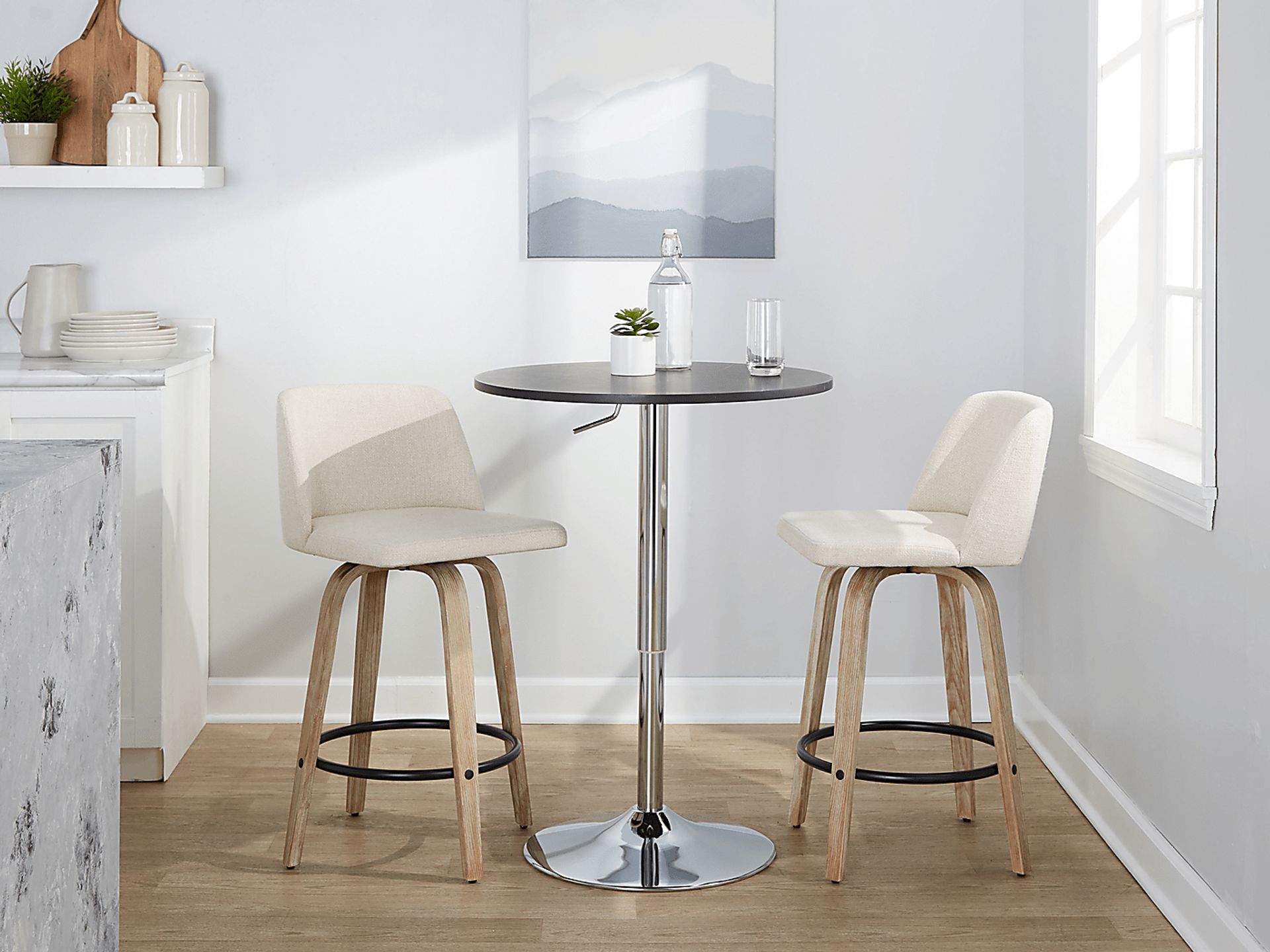 Wymering XII Cream Swivel Counter Height Stool, Set of 2 - Image 3