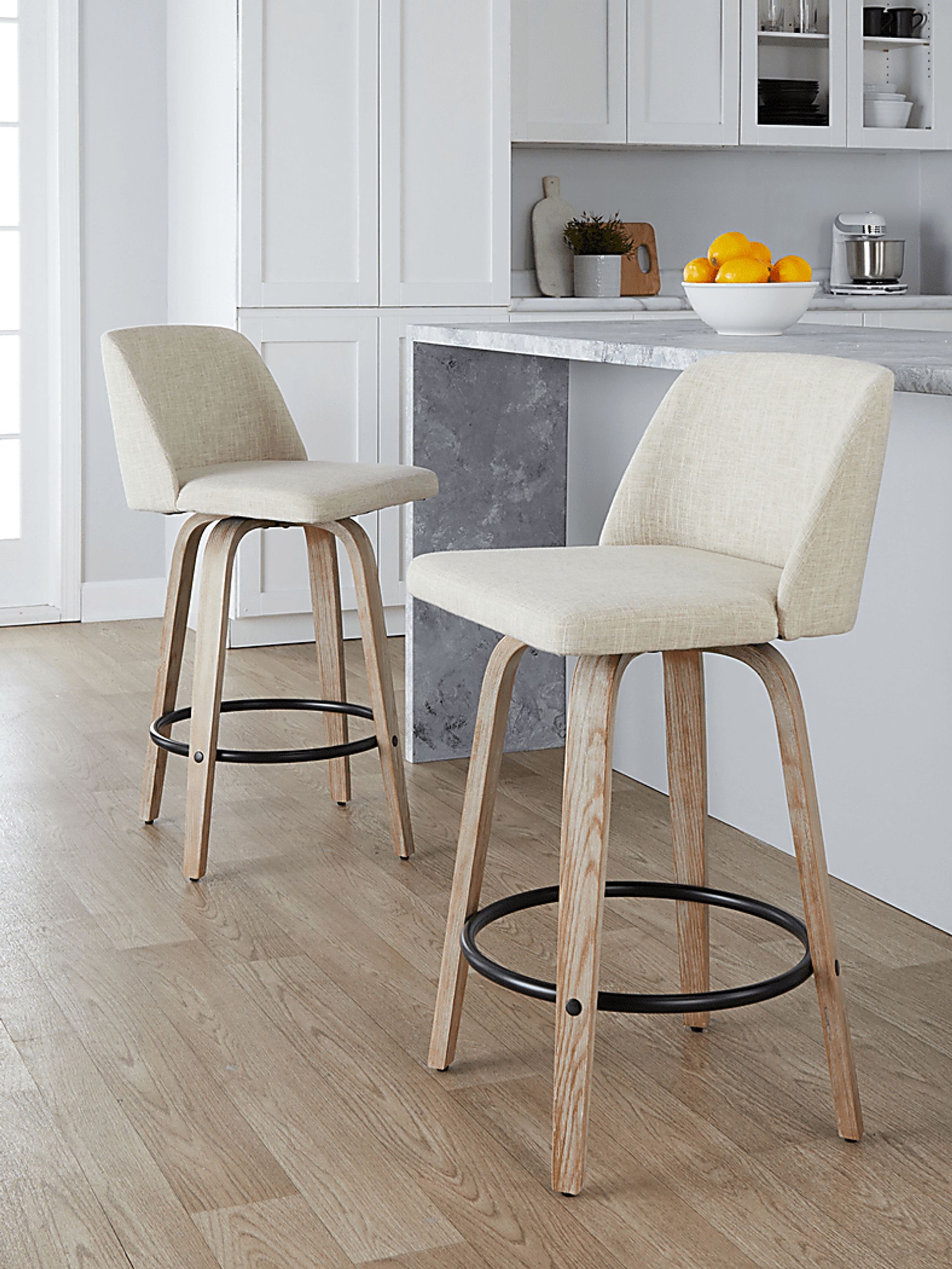 Wymering XII Cream Swivel Counter Height Stool, Set of 2 - Image 4