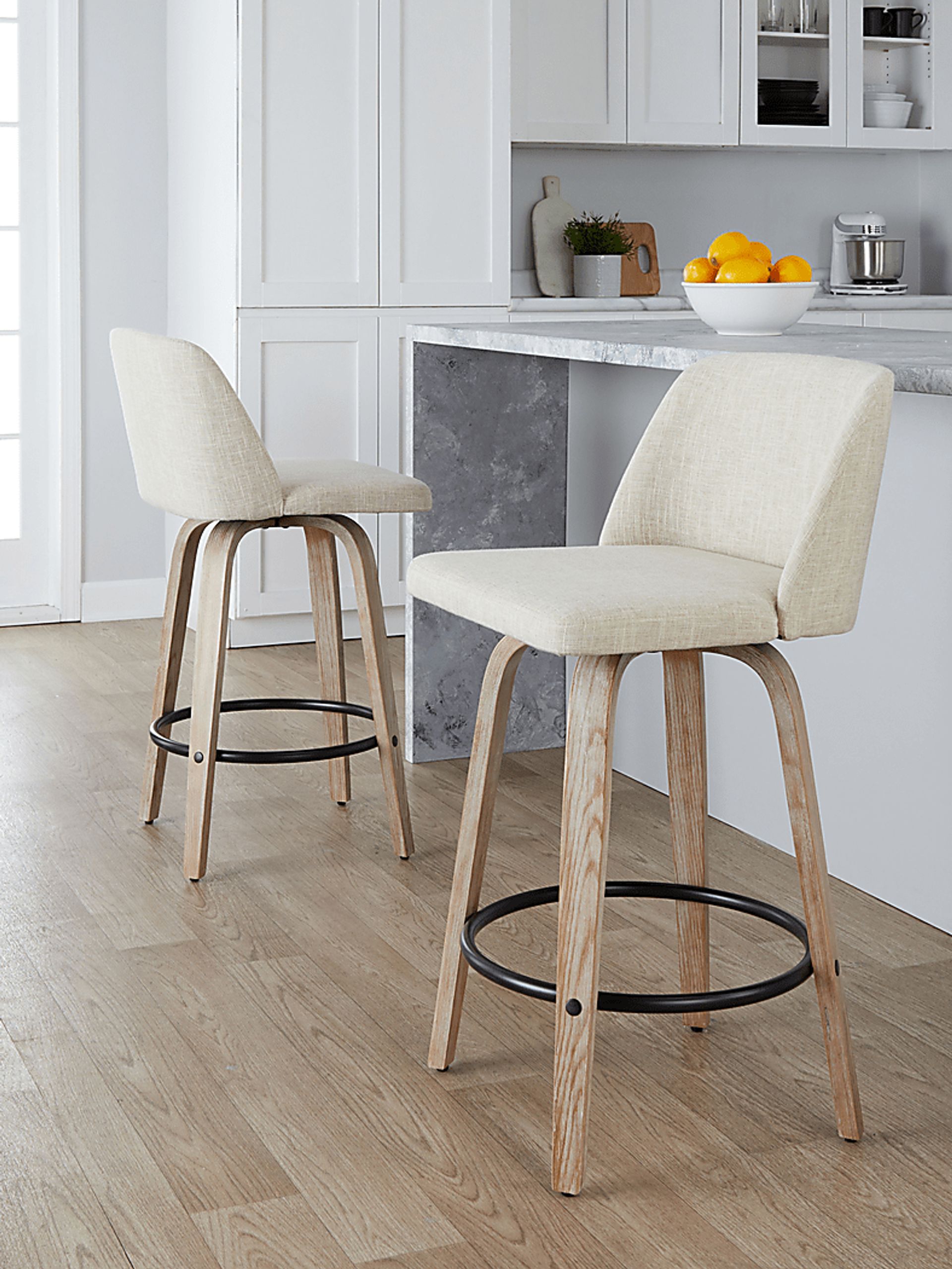 Wymering XII Cream Swivel Counter Height Stool, Set of 2 - Image 5