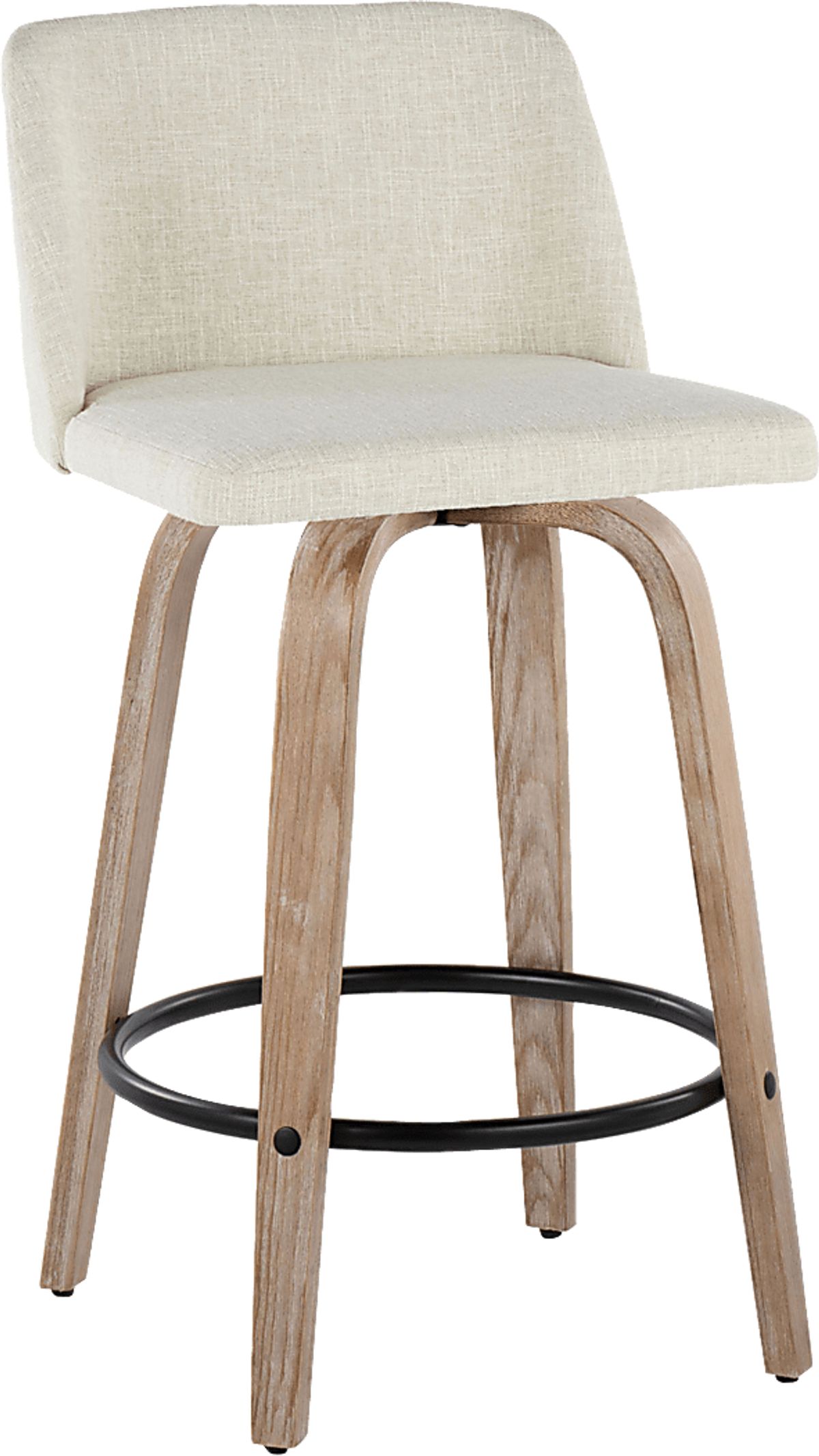 Wymering XII White Washed Cream Beige Polyester Fabric Swivel Barstool ...