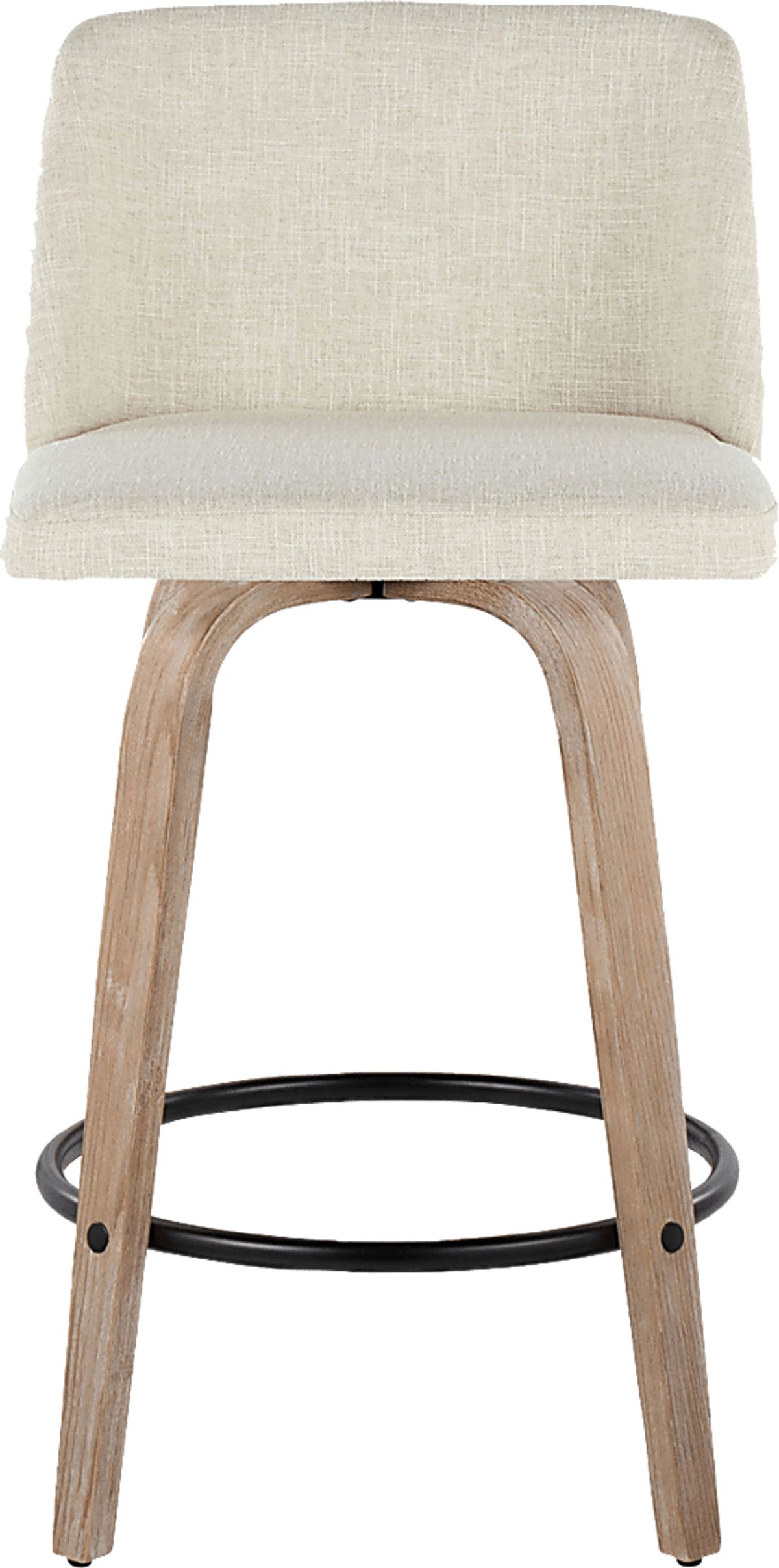 Wymering XII White Washed Cream Beige Polyester Fabric Swivel Barstool ...
