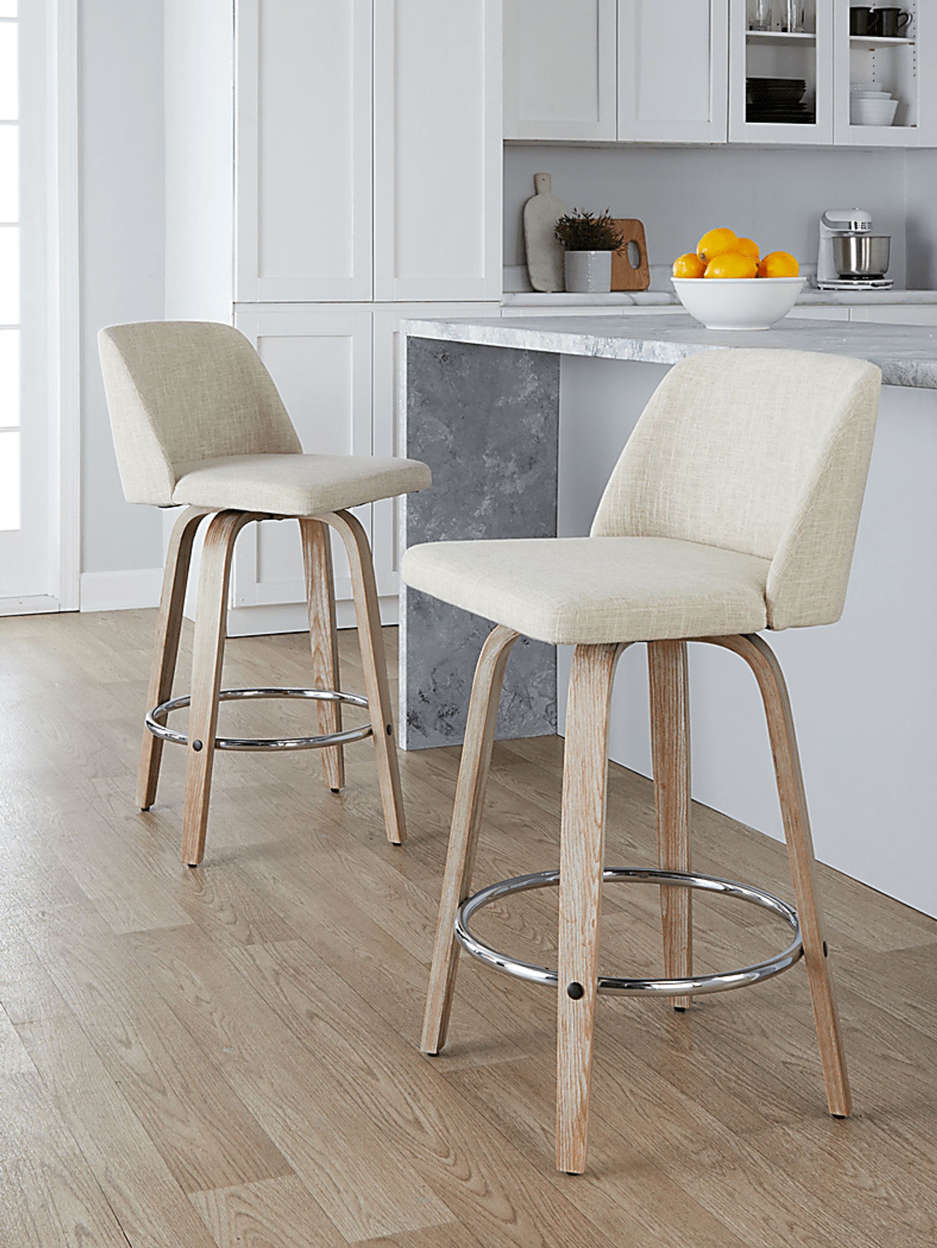Wymering XII Cream Swivel Counter Height Stool, Set of 2 - Image 2