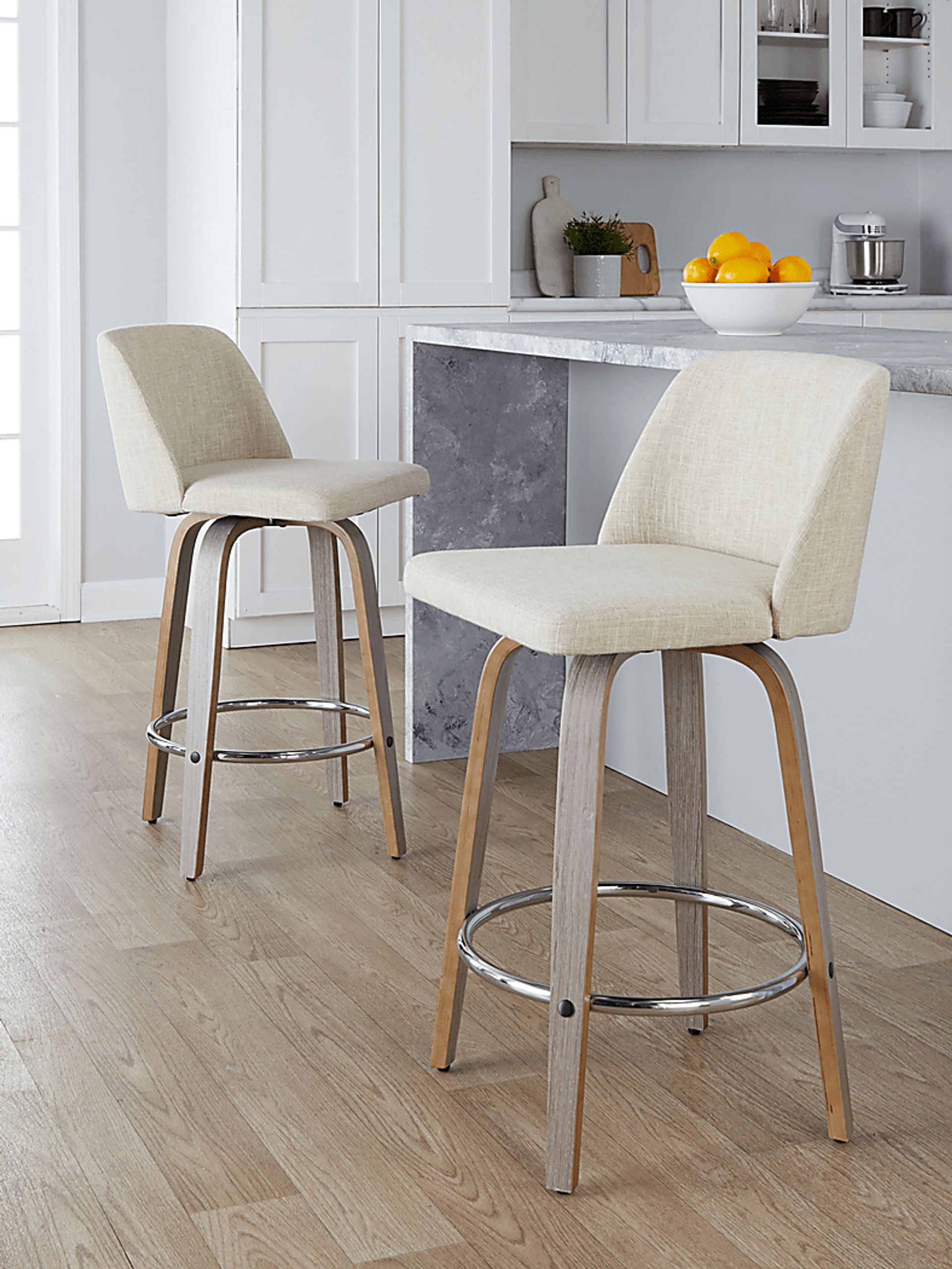 Wymering XII Cream Swivel Counter Height Stool, Set of 2 - Image 4