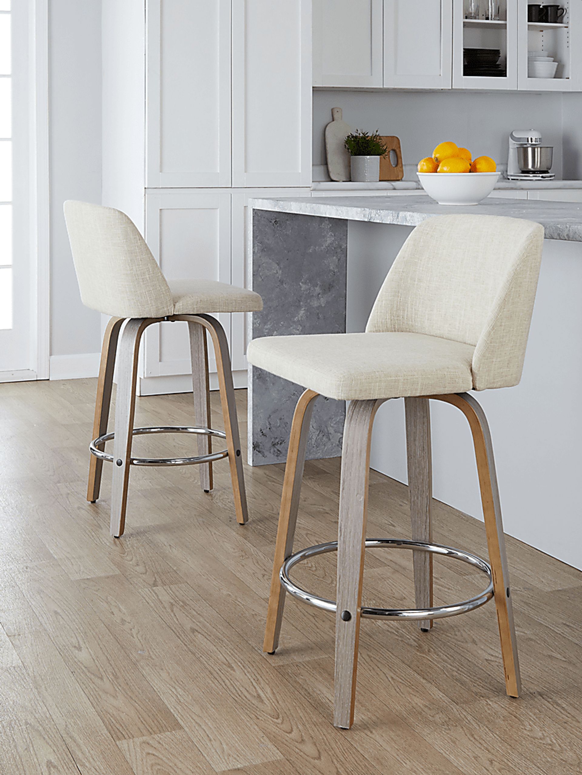 Wymering XII Cream Swivel Counter Height Stool, Set of 2 - Image 5