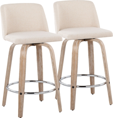 Wymering XII Cream Swivel Counter Height Stool, Set of 2