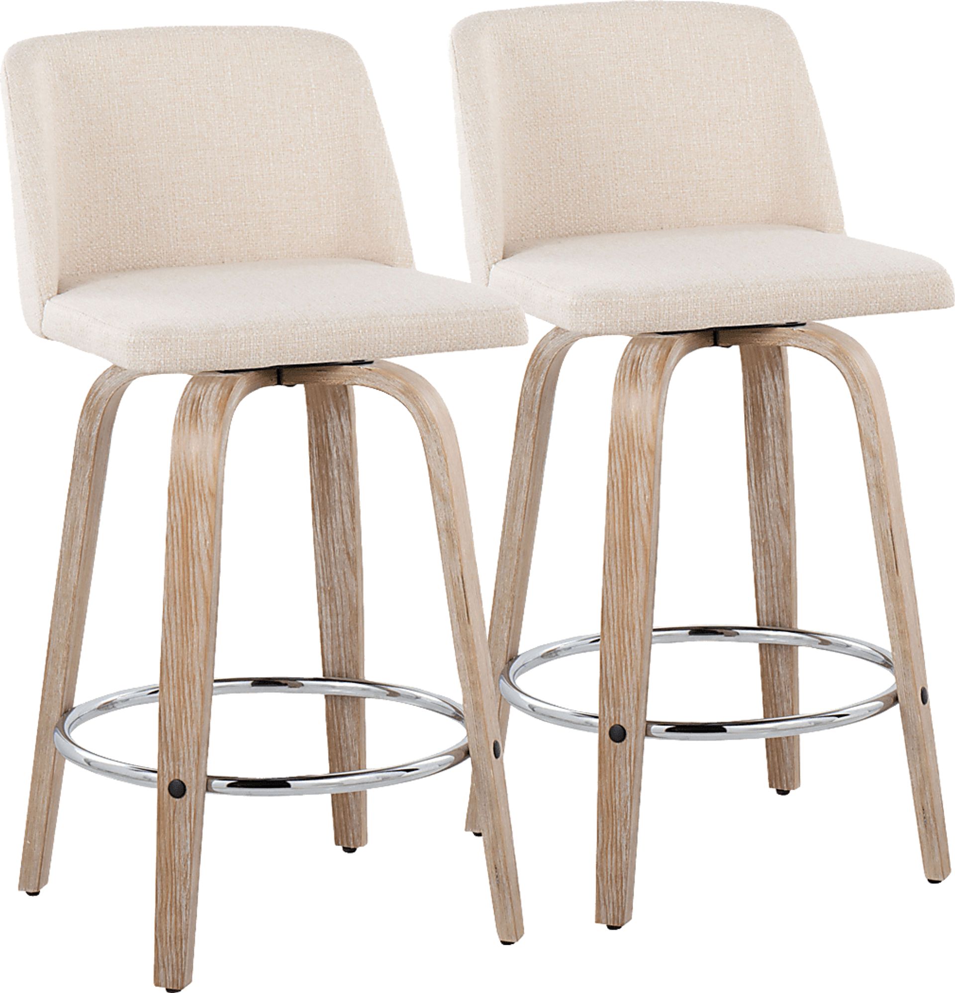 Wymering XII Cream Swivel Counter Height Stool, Set of 2 - Image 1