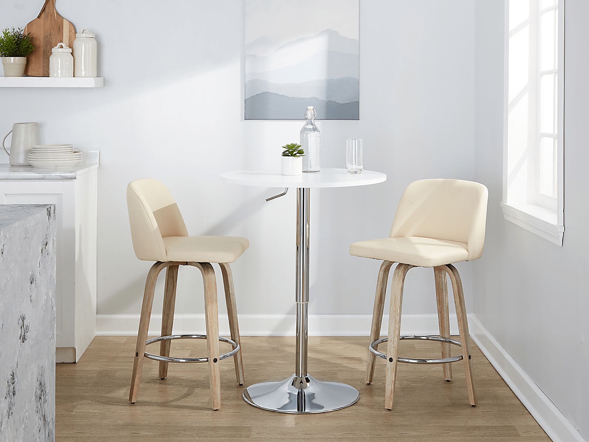 Wymering XII Cream Swivel Counter Height Stool, Set of 2 - Image 2