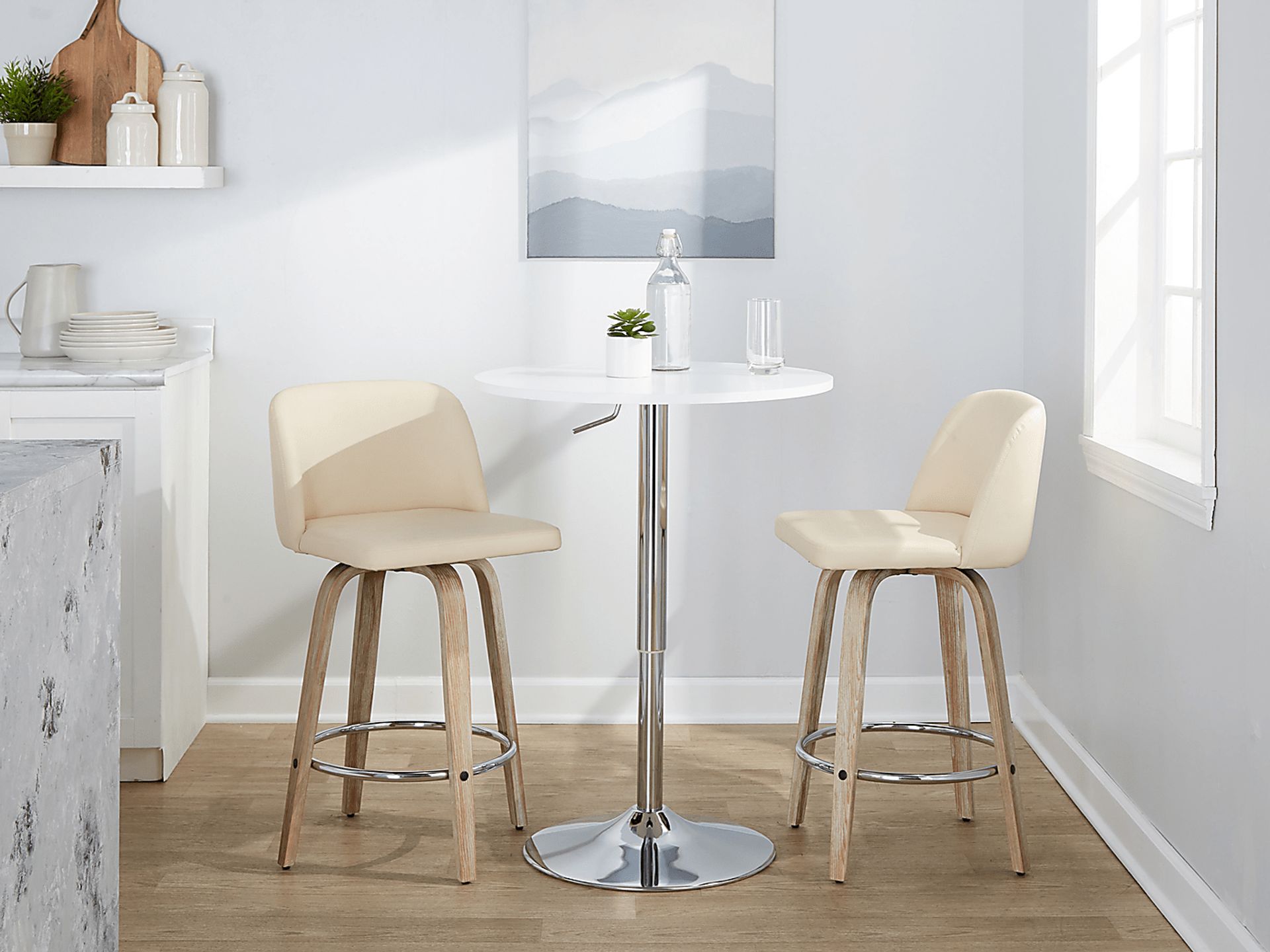 Wymering XII Cream Swivel Counter Height Stool, Set of 2 - Image 3