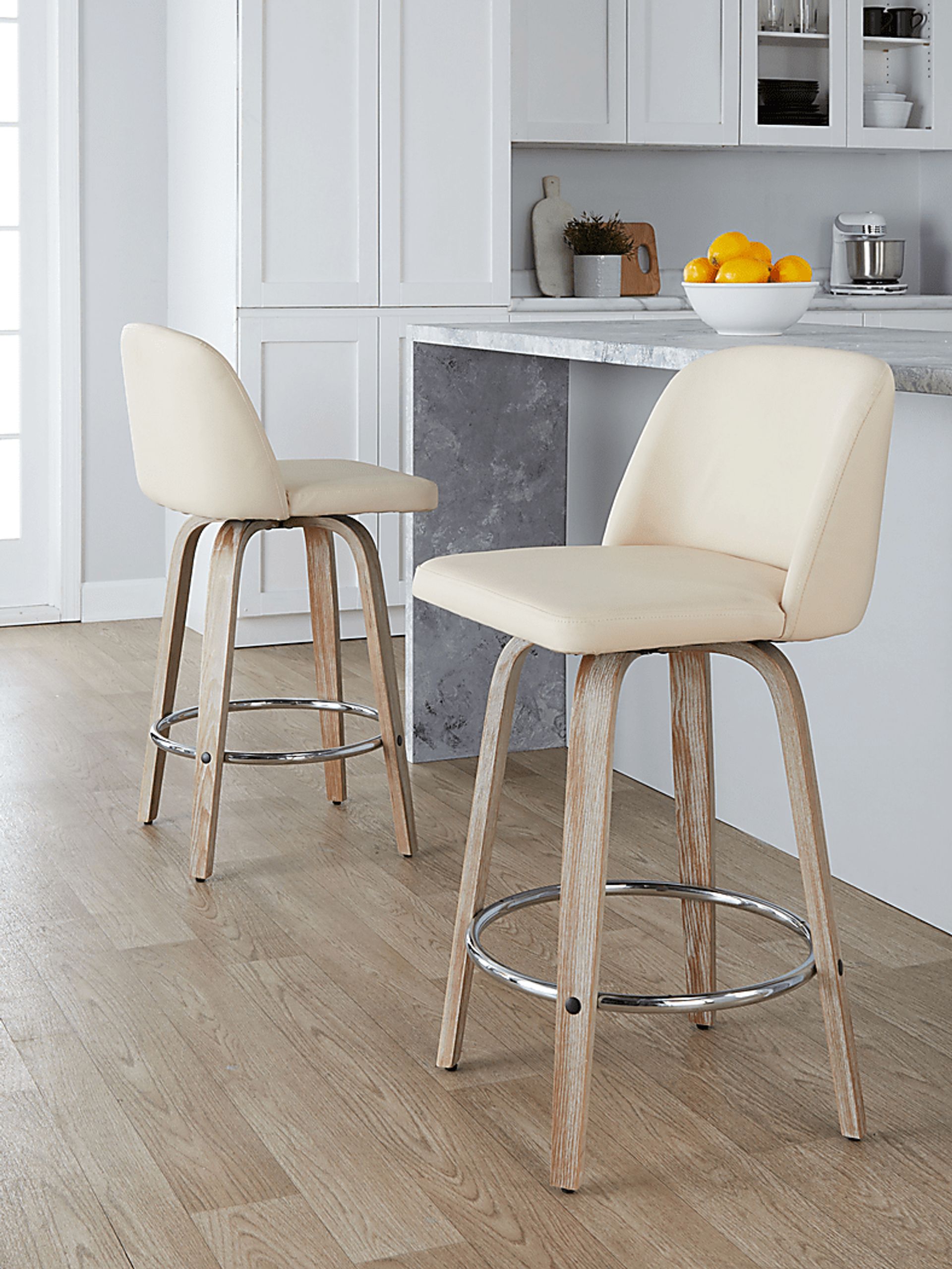 Wymering XII Cream Swivel Counter Height Stool, Set of 2 - Image 5