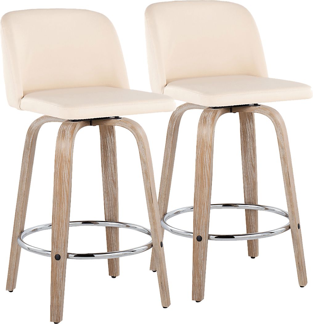 Wymering XII Cream Swivel Counter Height Stool, Set of 2
