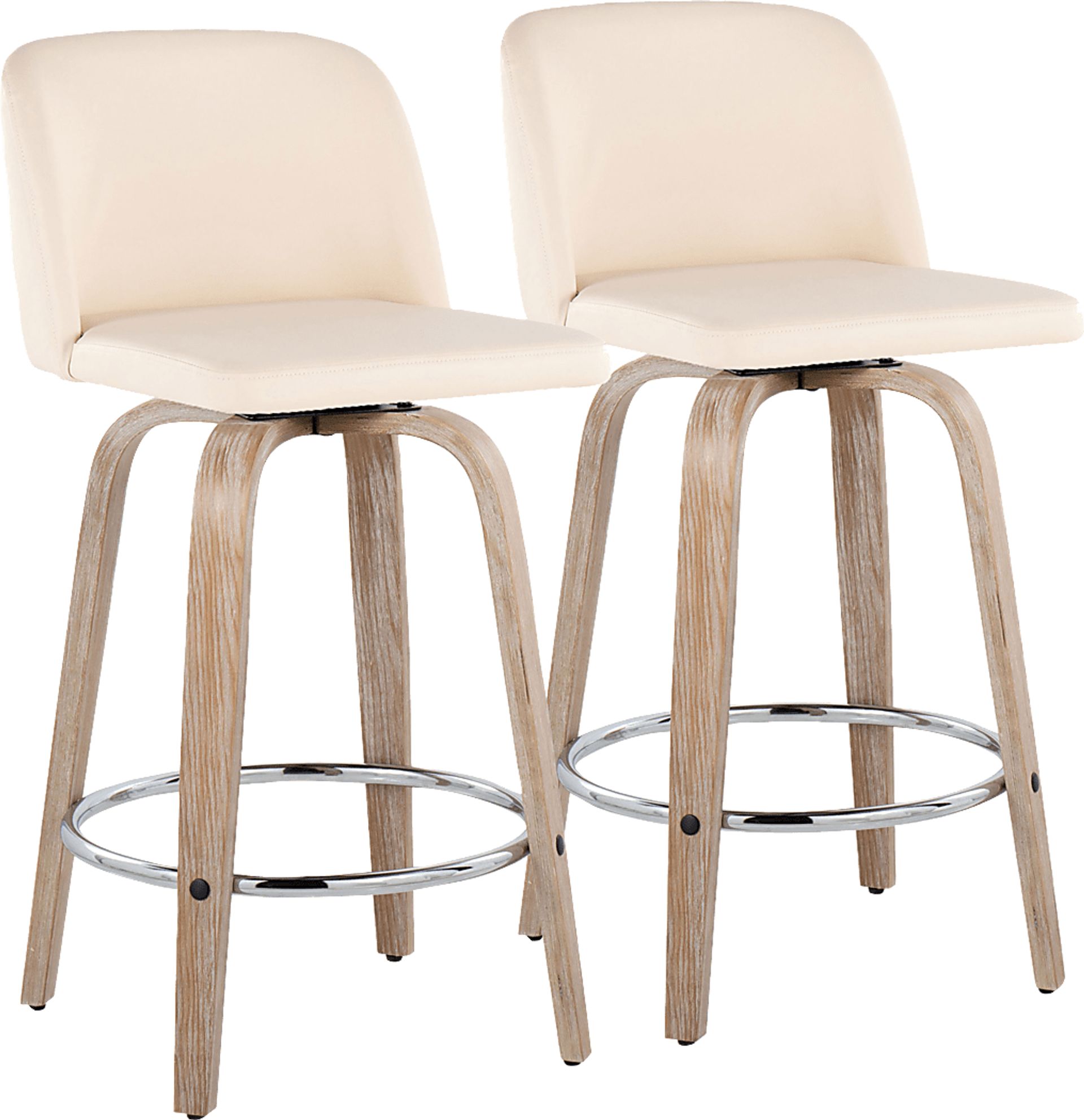 Wymering XII Cream Swivel Counter Height Stool, Set of 2 - Image 1
