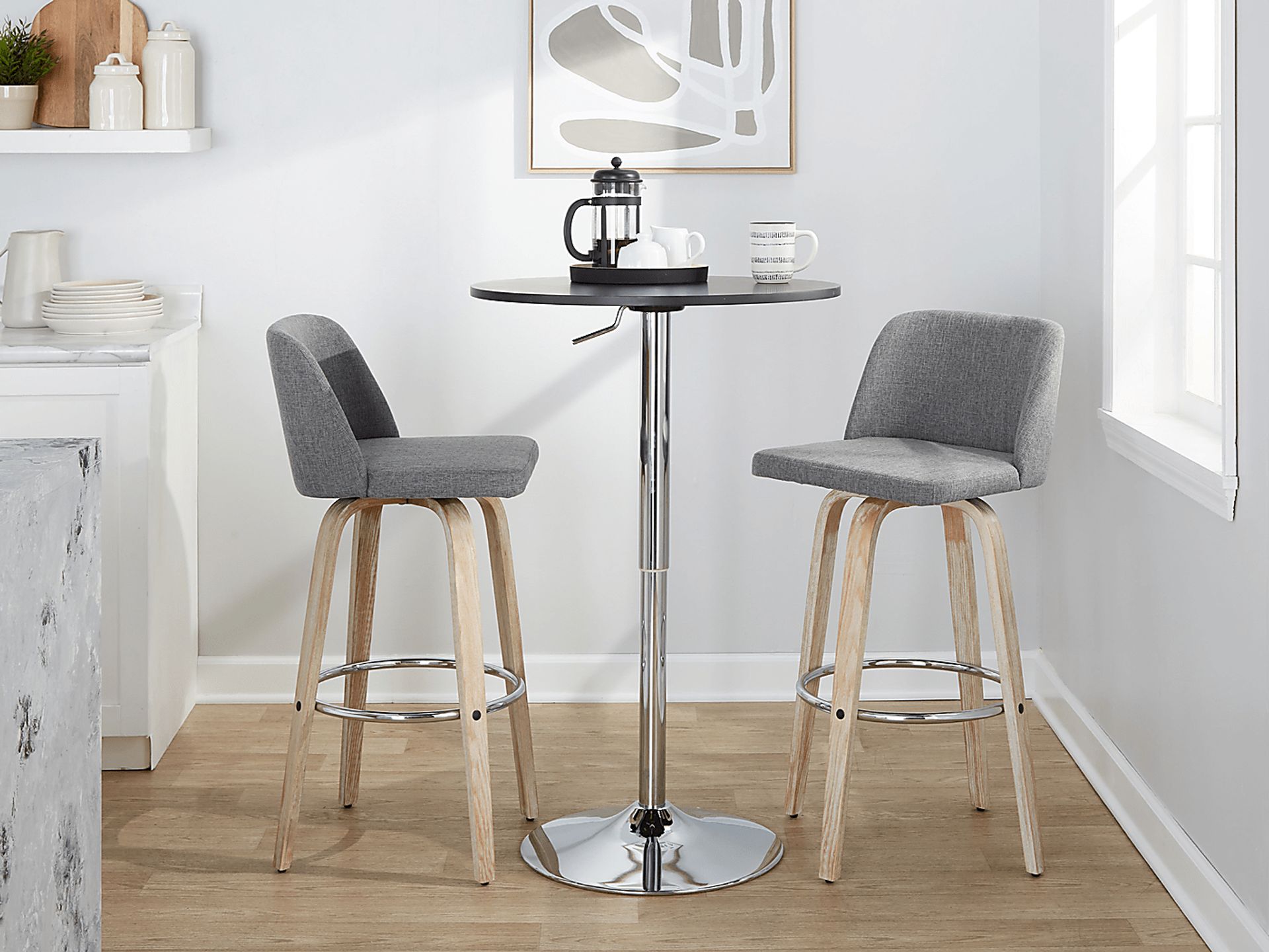 Wymering XII Gray Swivel Barstool, Set of 2 - Image 2