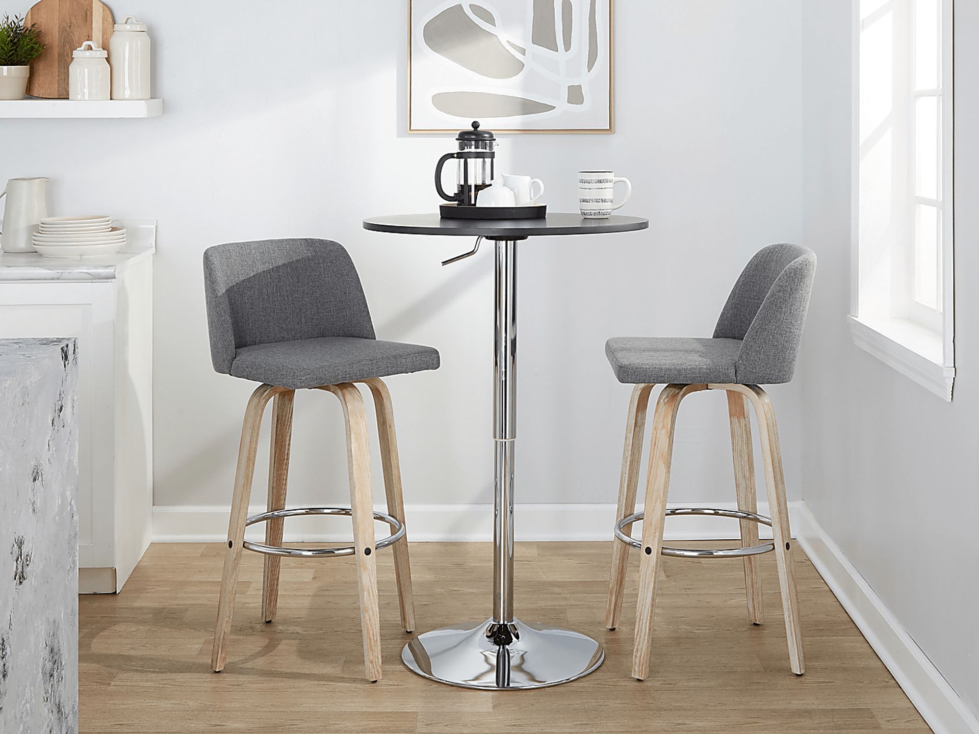 Wymering XII Gray Swivel Barstool, Set of 2 - Image 3
