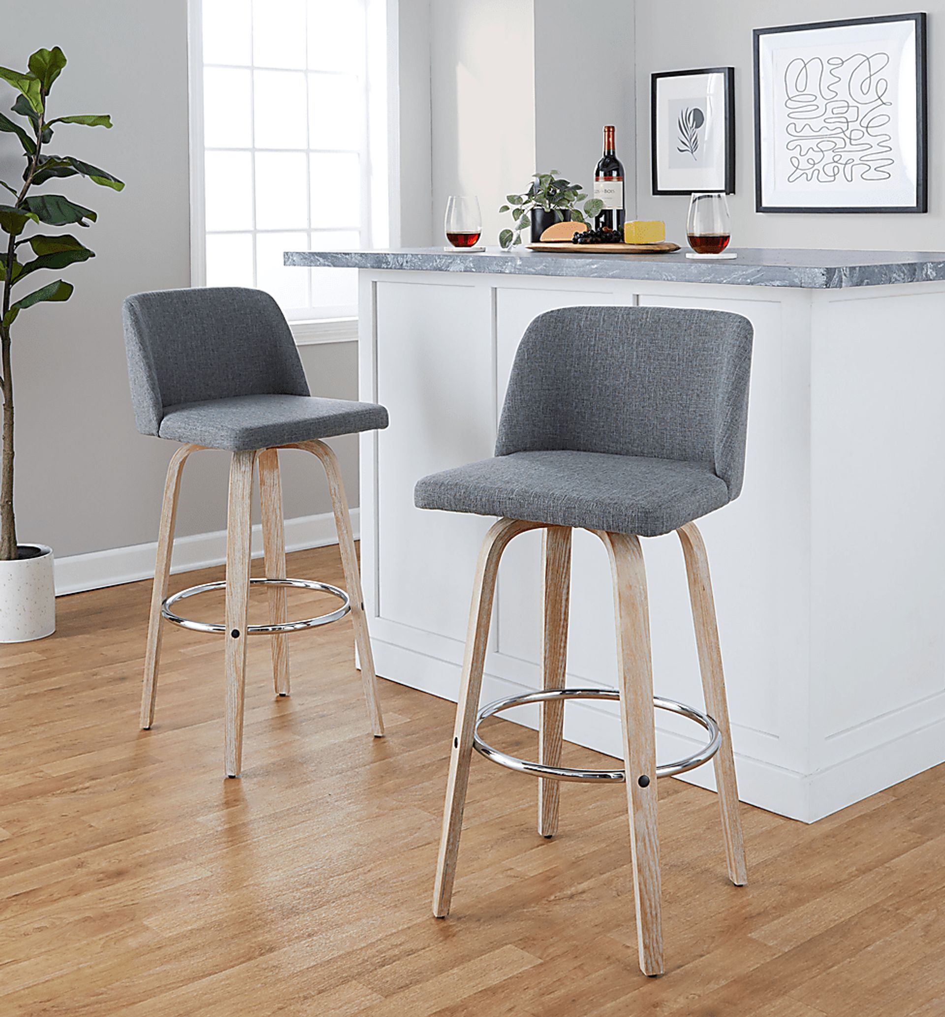 Wymering XII Gray Swivel Barstool, Set of 2 - Image 4