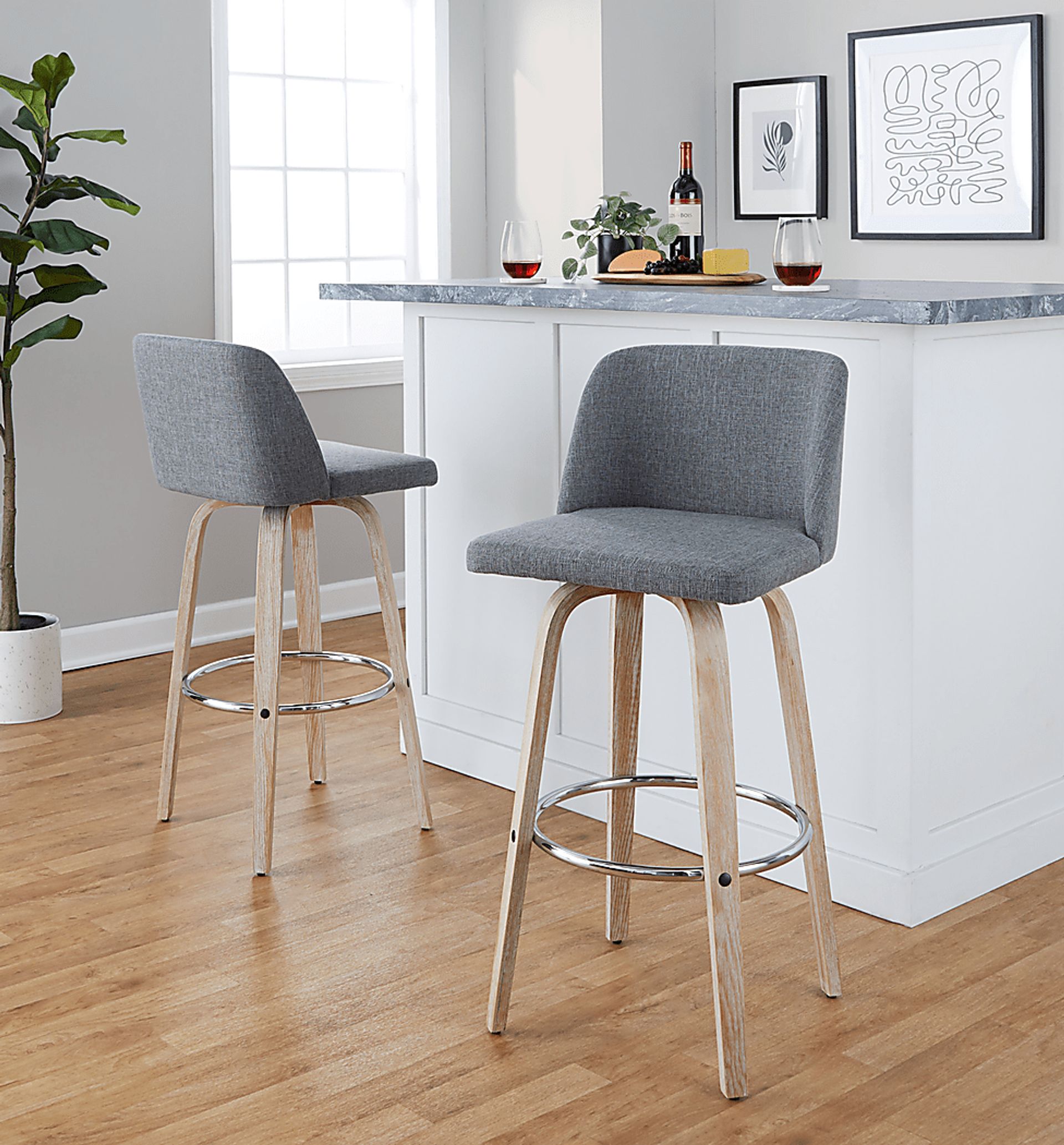 Wymering XII Gray Swivel Barstool, Set of 2 - Image 5