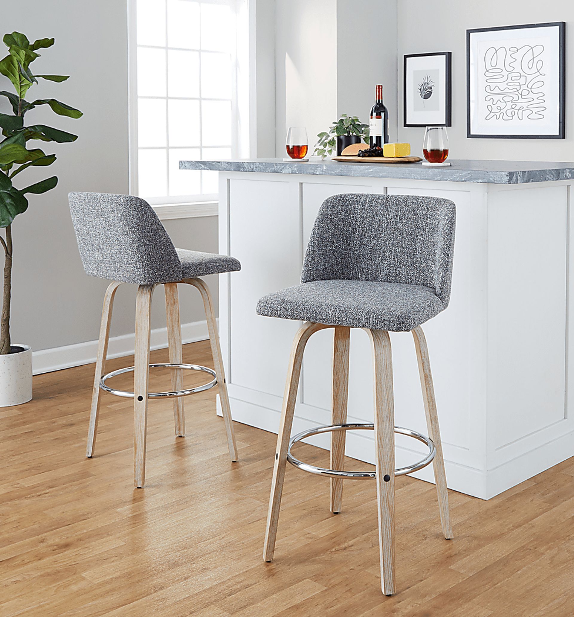 Wymering XII Gray Swivel Barstool, Set of 2 - Image 3