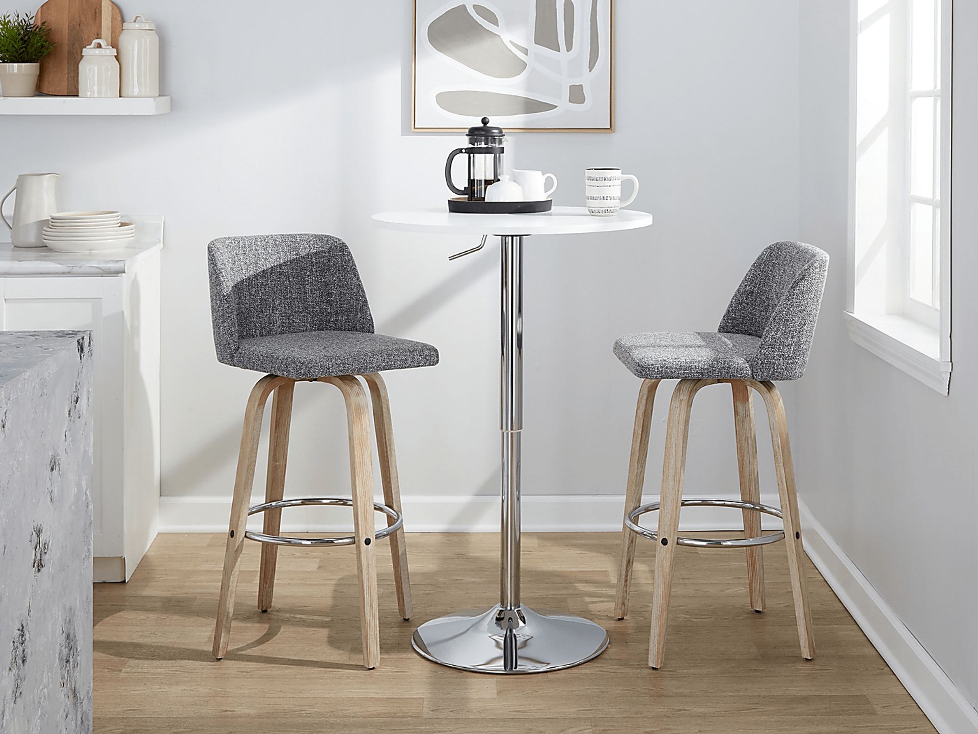 Wymering XII Gray Swivel Barstool, Set of 2 - Image 5