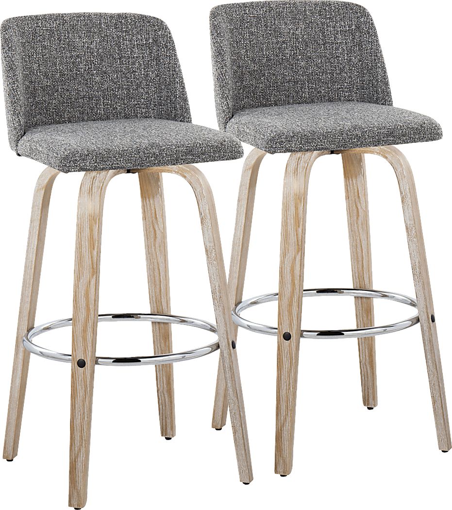 Wymering XII Gray Swivel Barstool, Set of 2