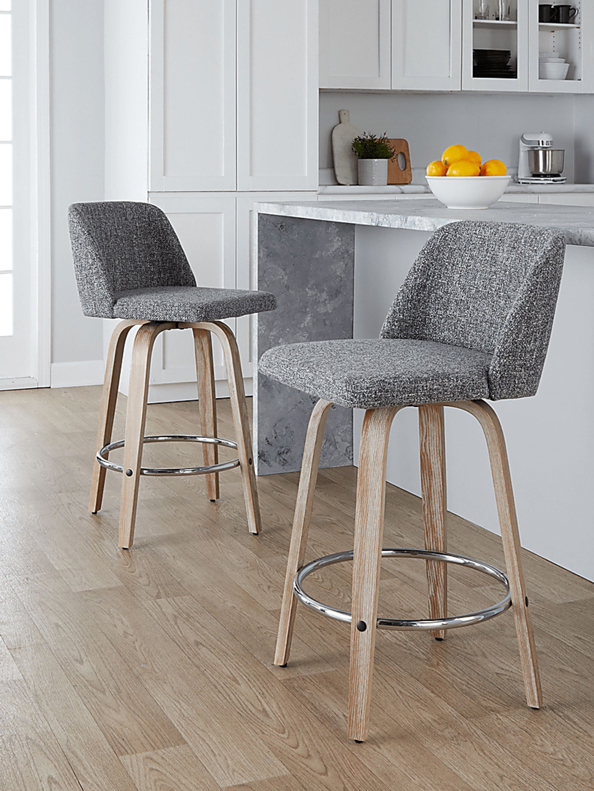 Wymering XII Gray Swivel Counter Height Stool, Set of 2 - Image 2