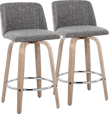 Wymering XII Gray Swivel Counter Height Stool, Set of 2