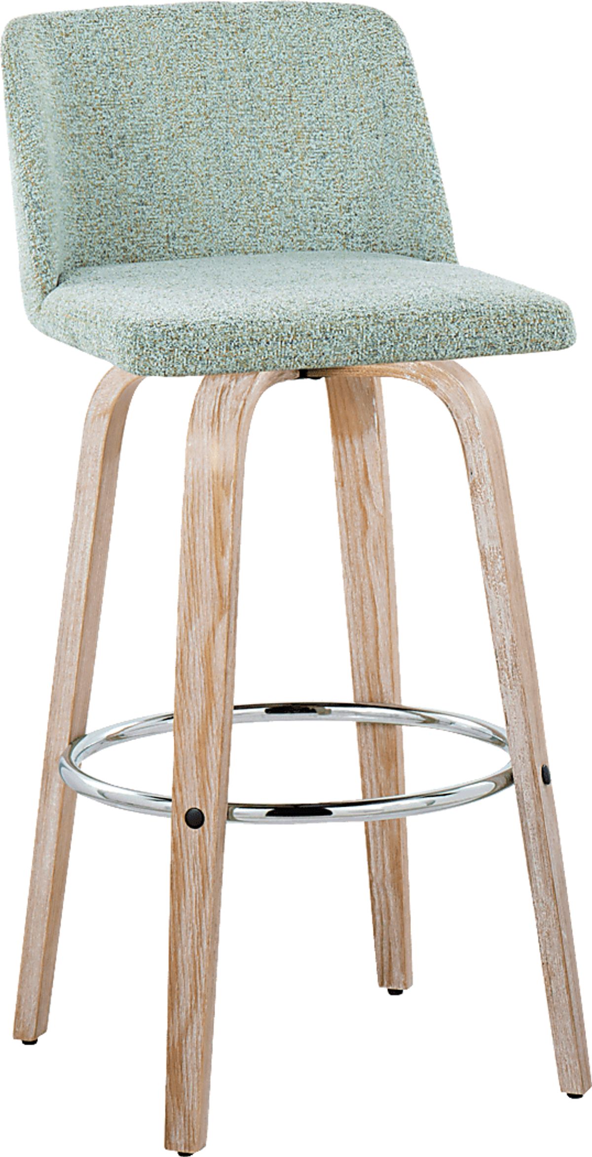 Wymering XII Natural Light Wood Green Polyester Fabric Swivel Barstool ...