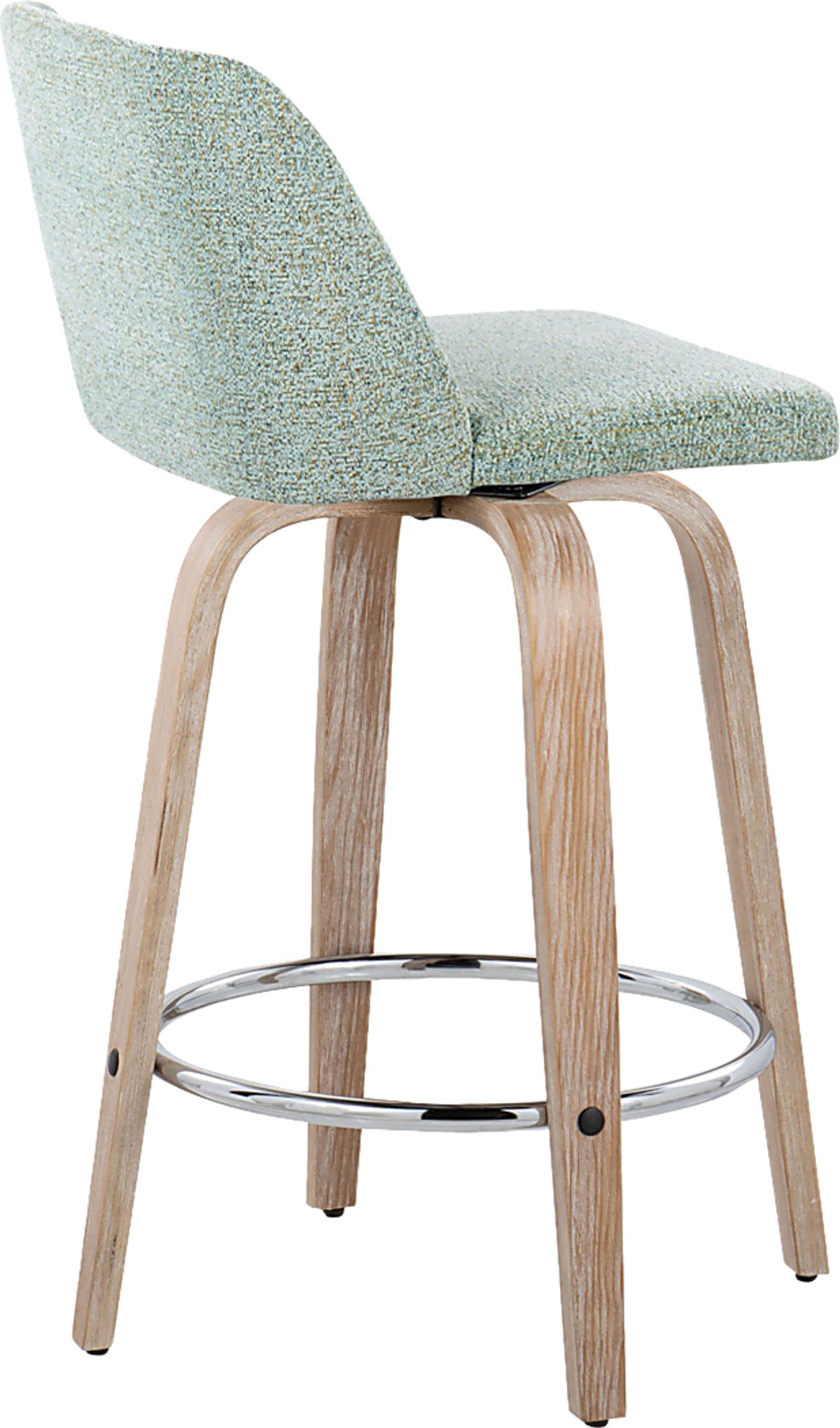 Wymering XII White Washed Green Polyurethane Fabric Swivel Barstool ...