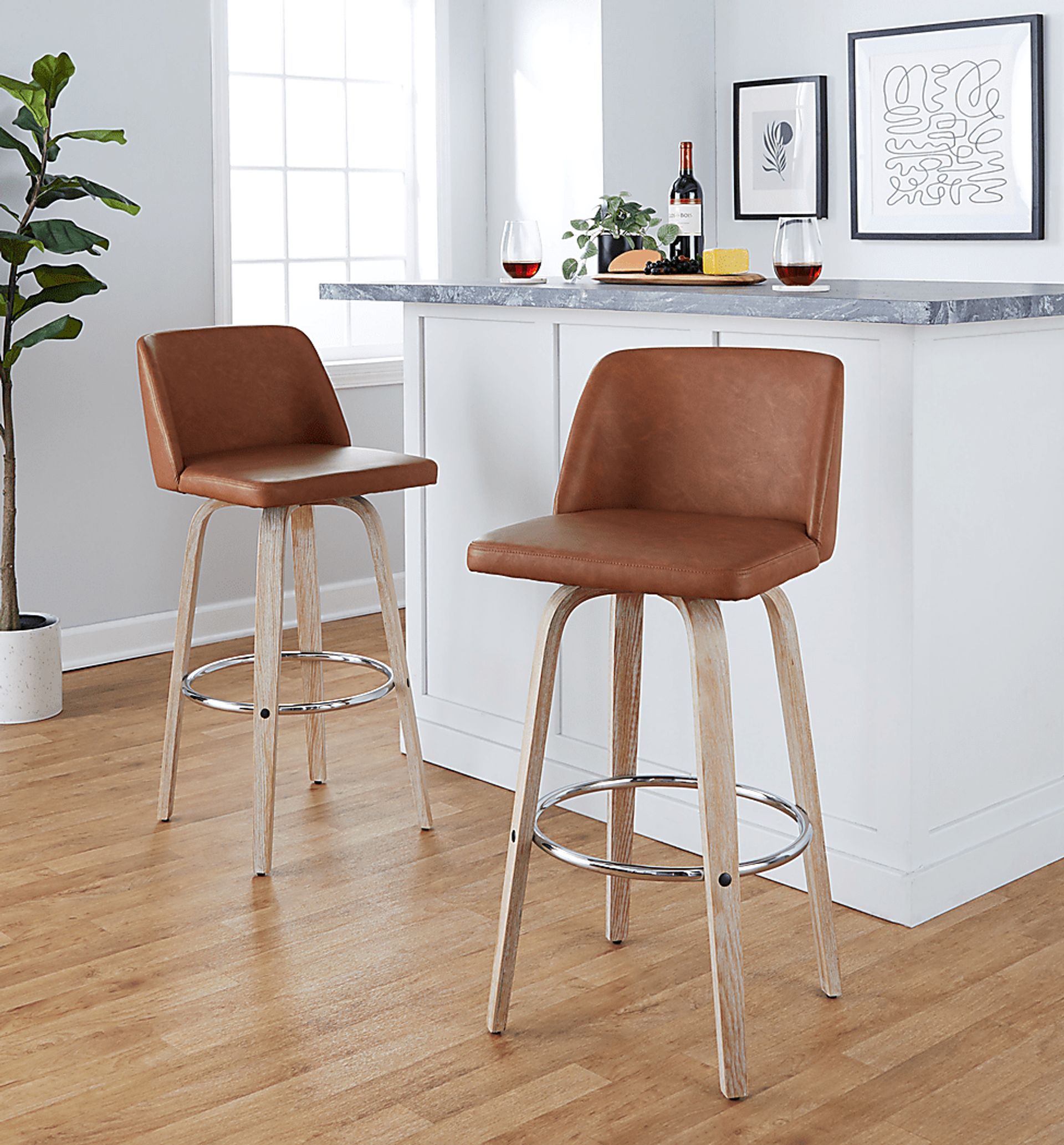 Wymering XIII Camel Swivel Barstool, Set of 2 - Image 4