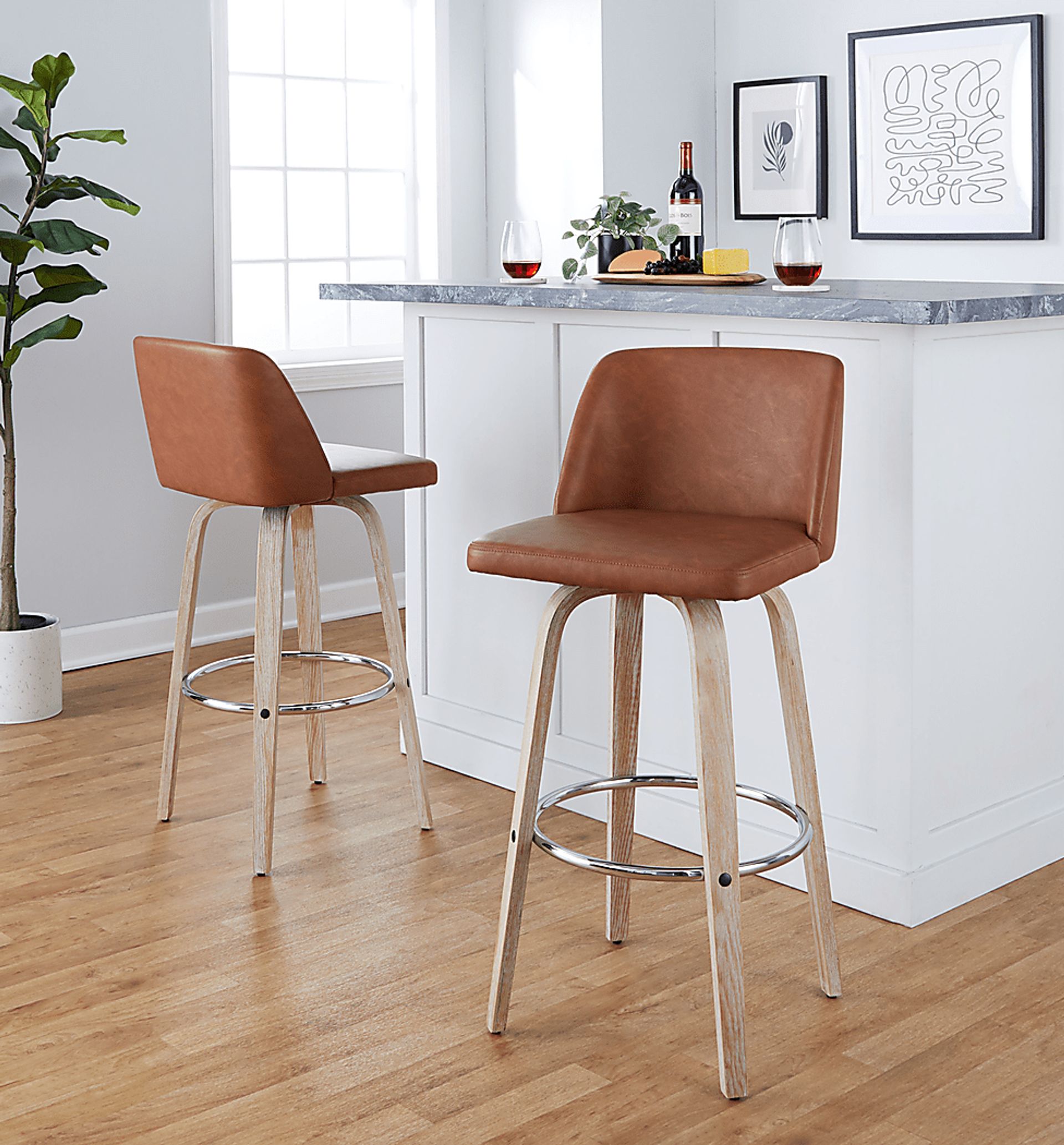 Wymering XIII Camel Swivel Barstool, Set of 2 - Image 5