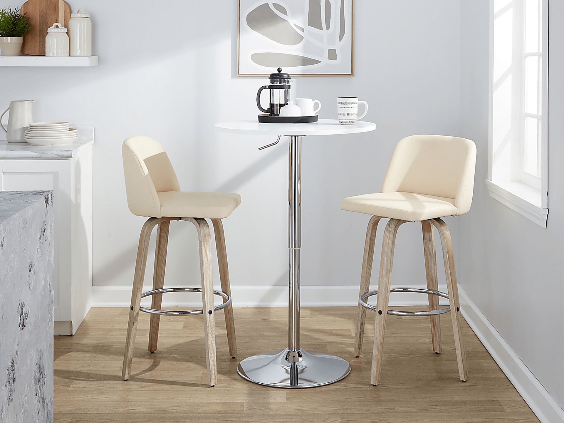 Wymering XIII Cream Swivel Barstool, Set of 2 - Image 4