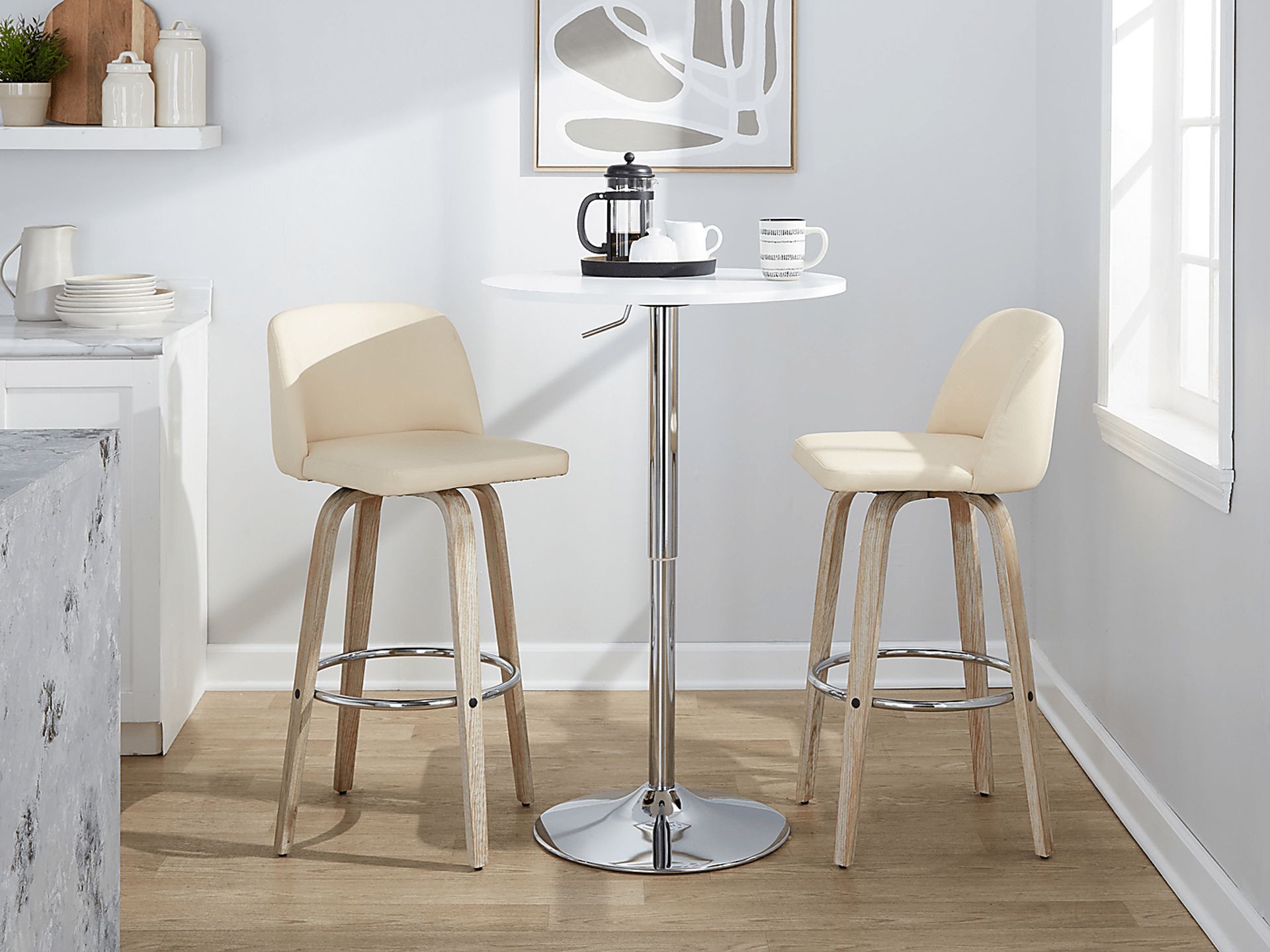 Wymering XIII Cream Swivel Barstool, Set of 2 - Image 5