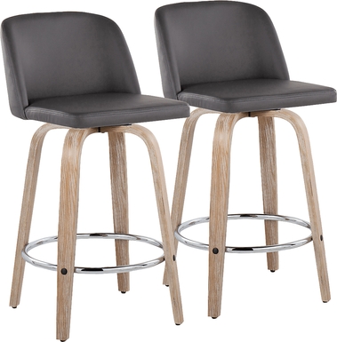 Wymering XIII Gray Swivel Counter Height Stool, Set of 2