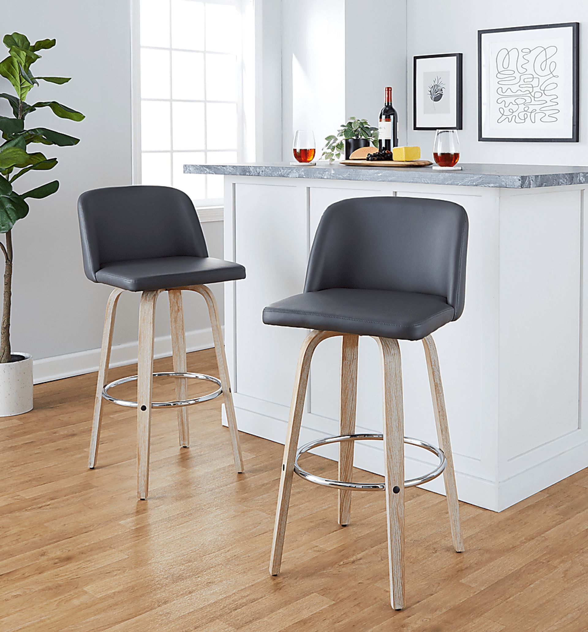 Wymering XIII Gray Swivel Barstool, Set of 2 - Image 2