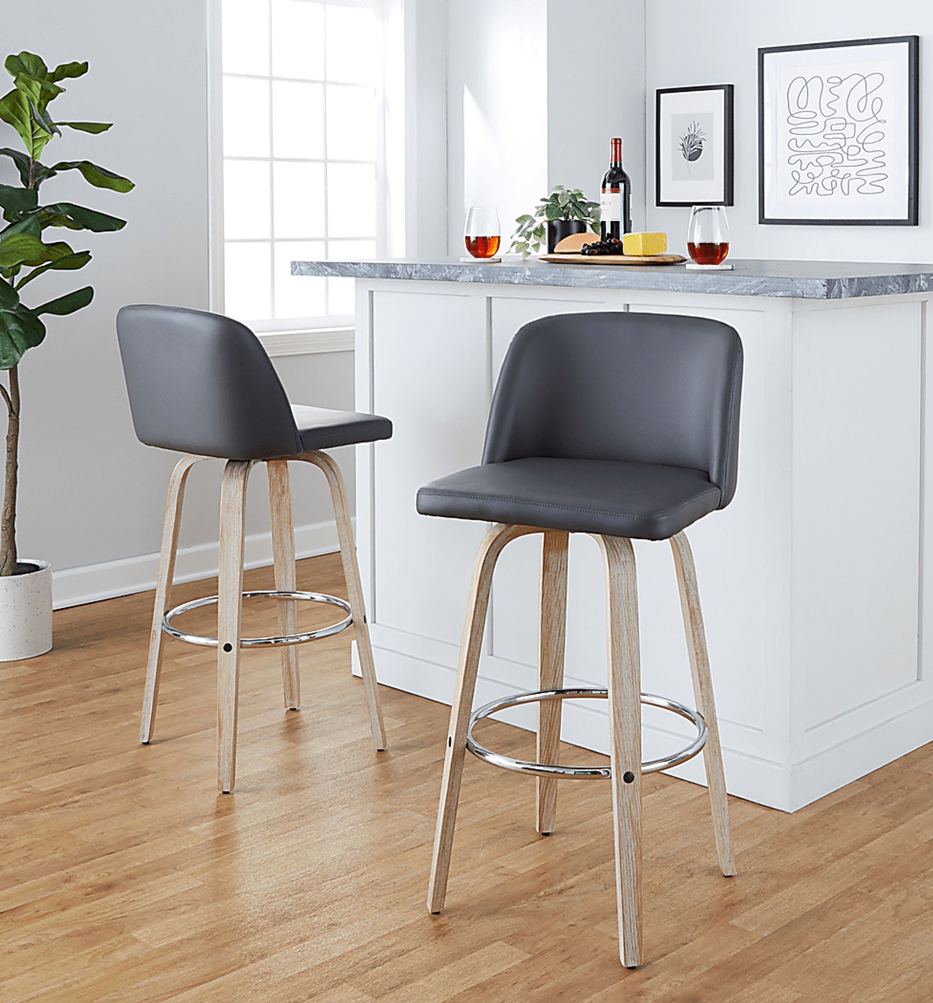 Wymering XIII Gray Swivel Barstool, Set of 2 - Image 3