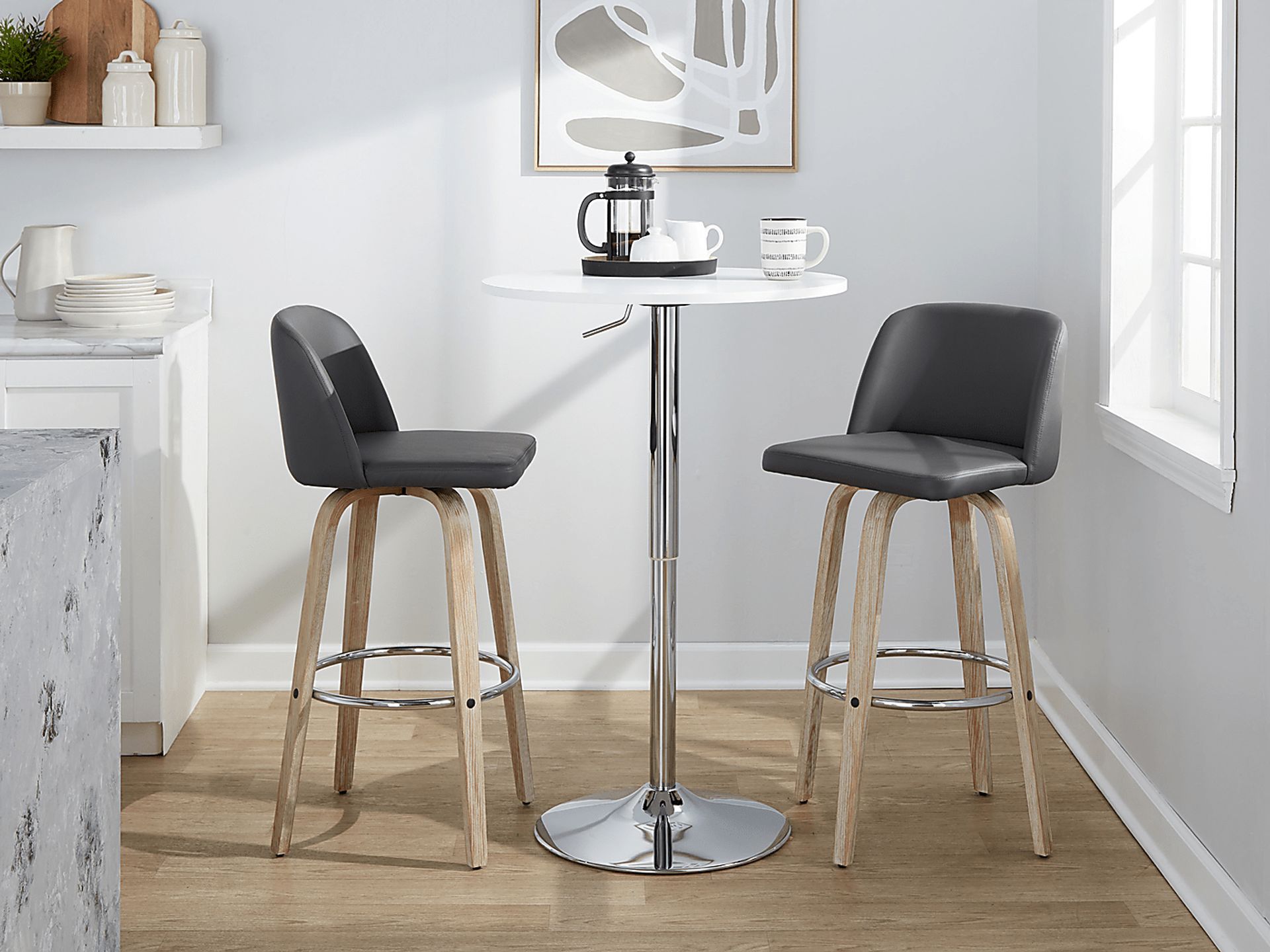 Wymering XIII Gray Swivel Barstool, Set of 2 - Image 4