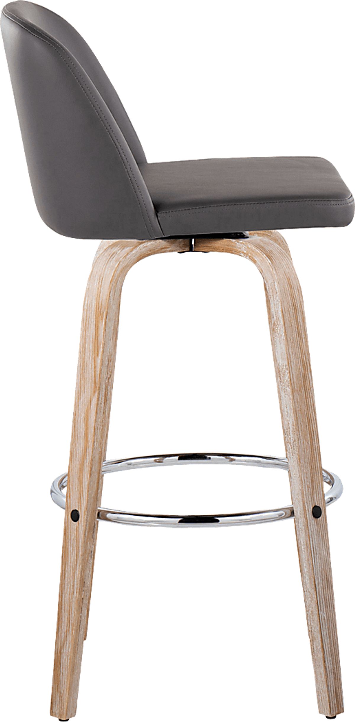 Wymering XIII White Washed Gray Polyester Fabric Swivel Barstool ...