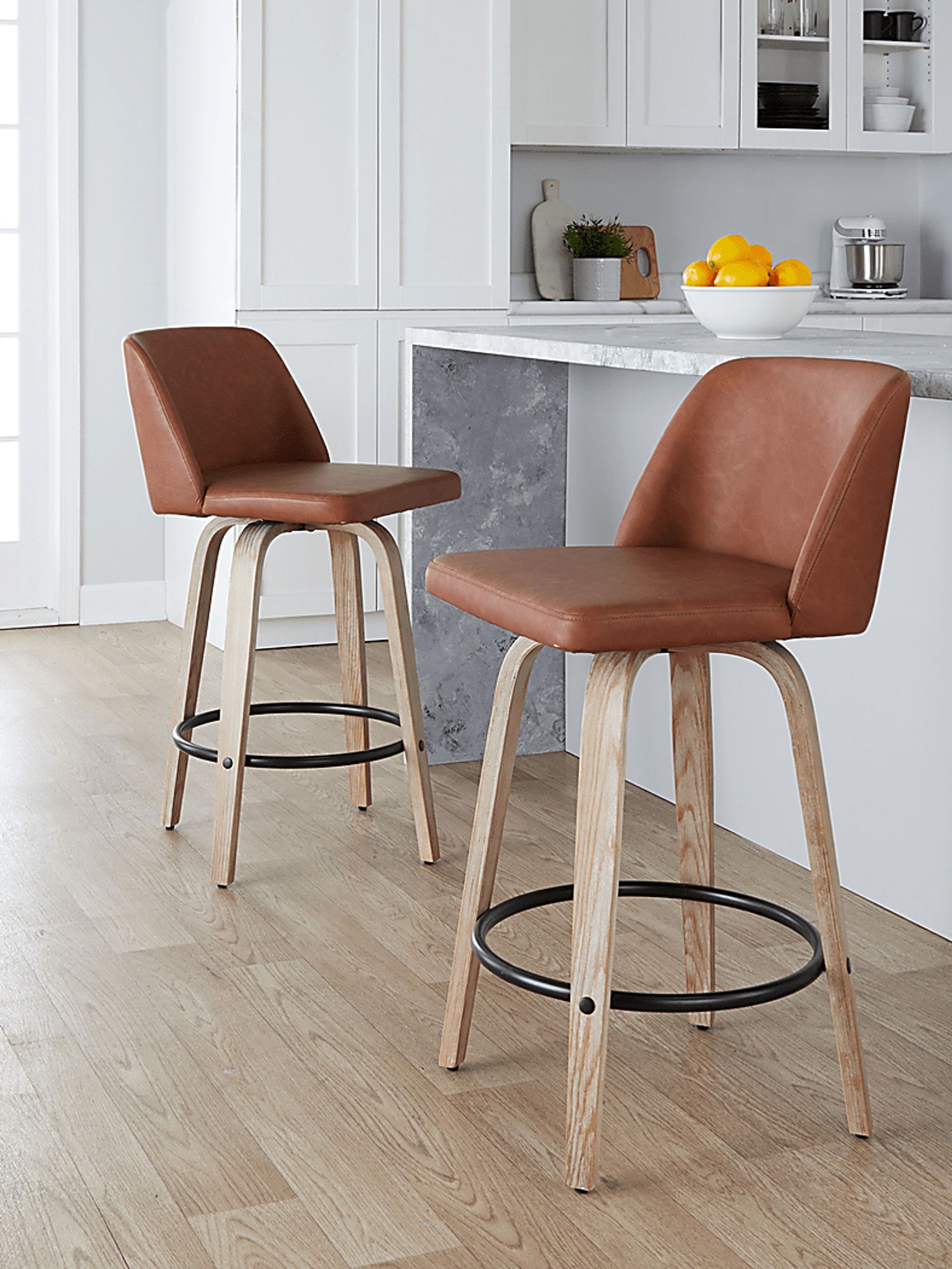 Wymering XIV Camel Swivel Counter Height Stool, Set of 2 - Image 2