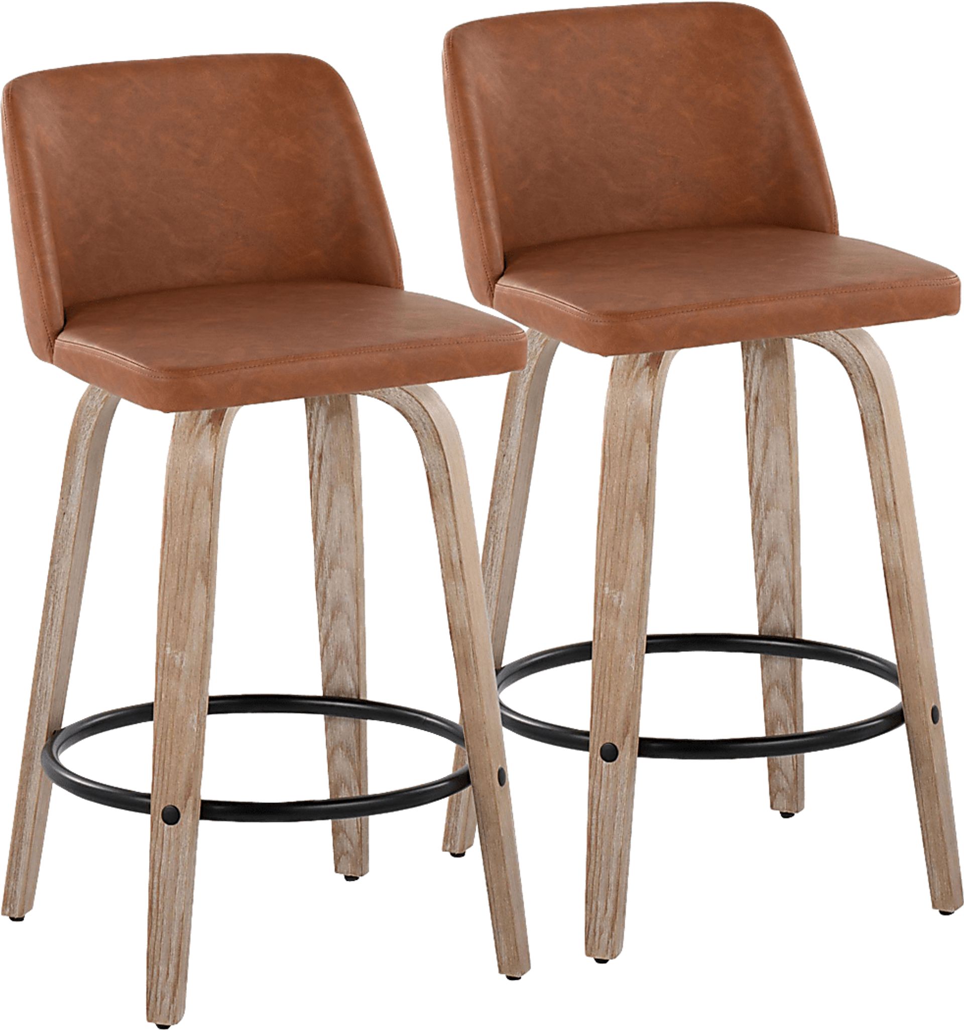 Wymering XIV Camel Swivel Counter Height Stool, Set of 2 - Image 1